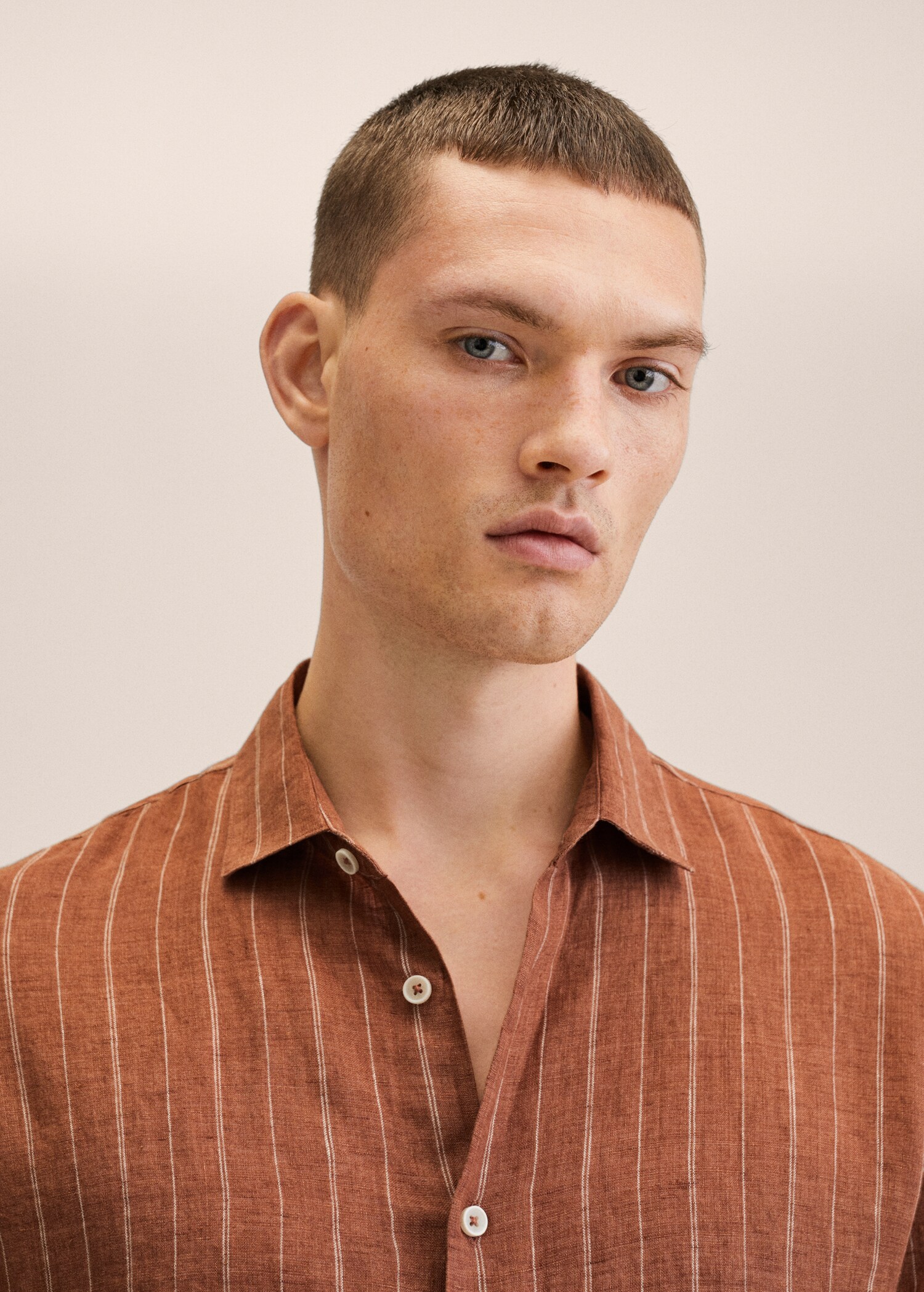 Lněná košile slim fit s proužky - Detail zboží 1