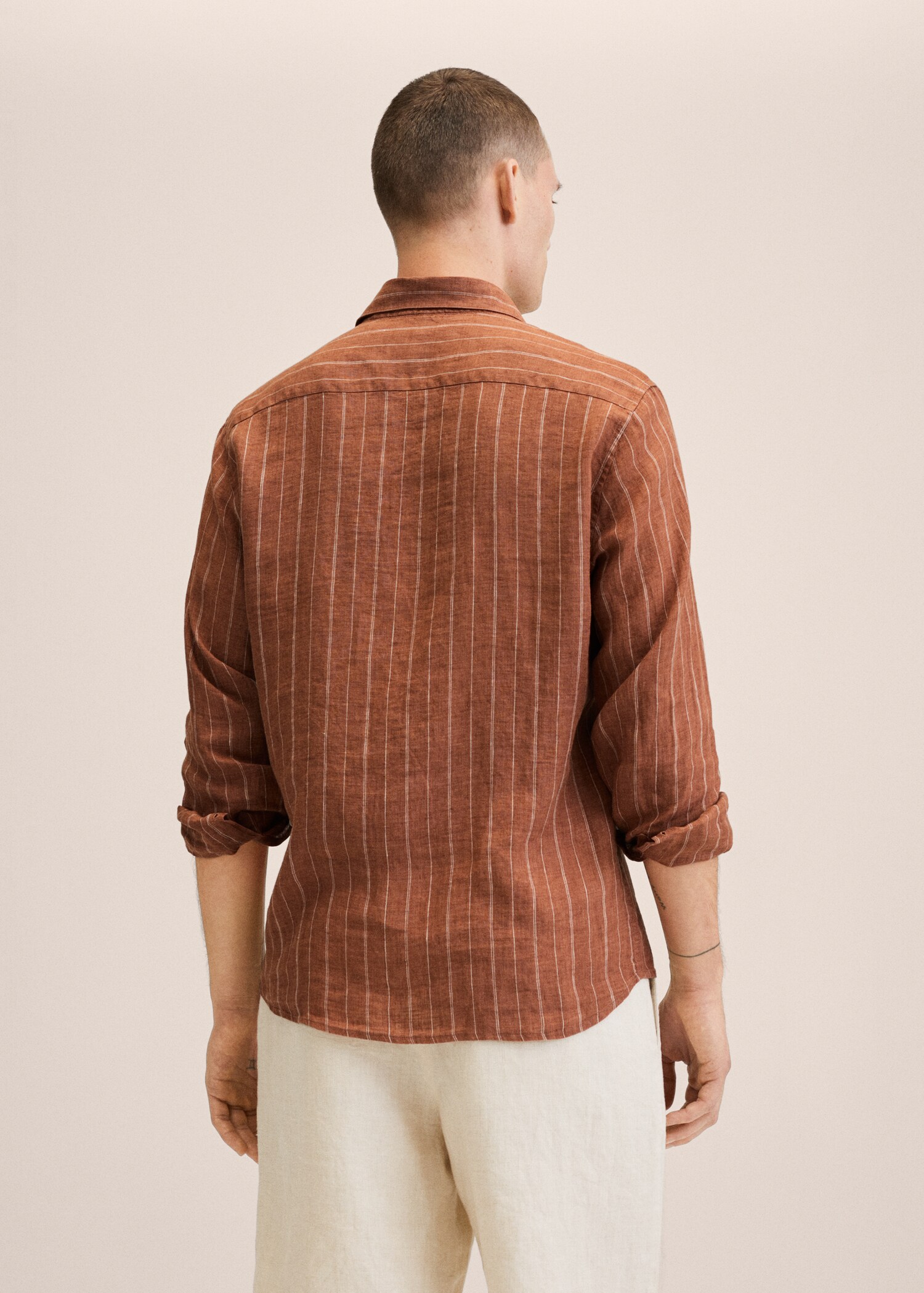 Lněná košile slim fit s proužky - Zadní strana zboží