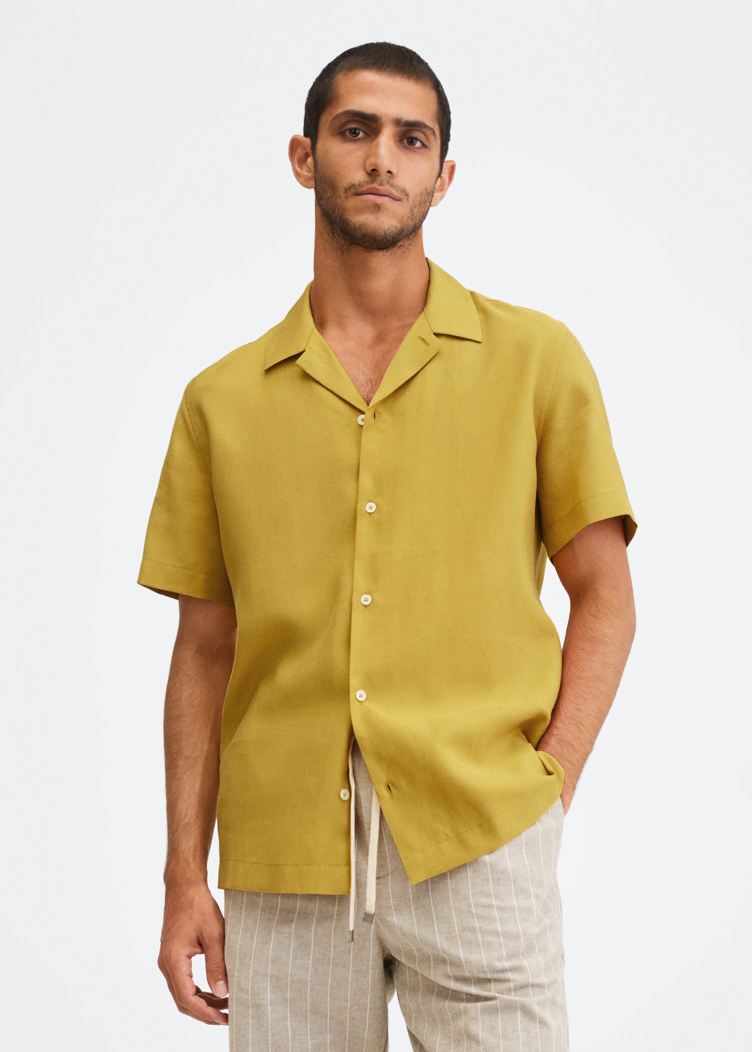 Regular-fit linen lyocell shirt - Medium plane