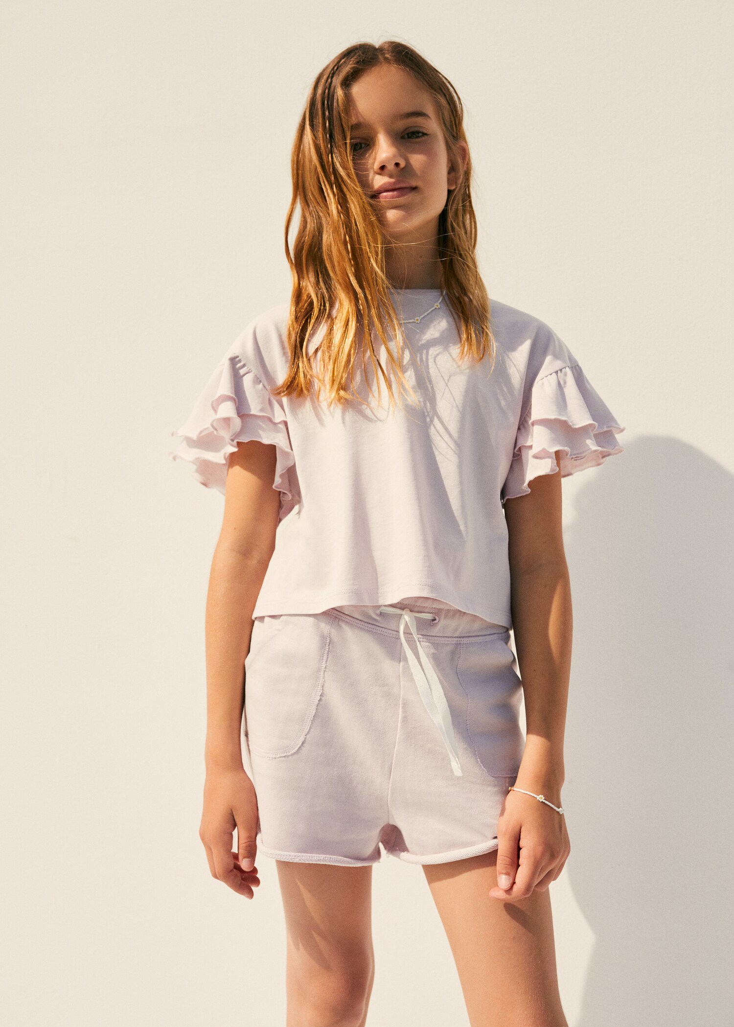 Cotton drawstring waist shorts - Details of the article 5