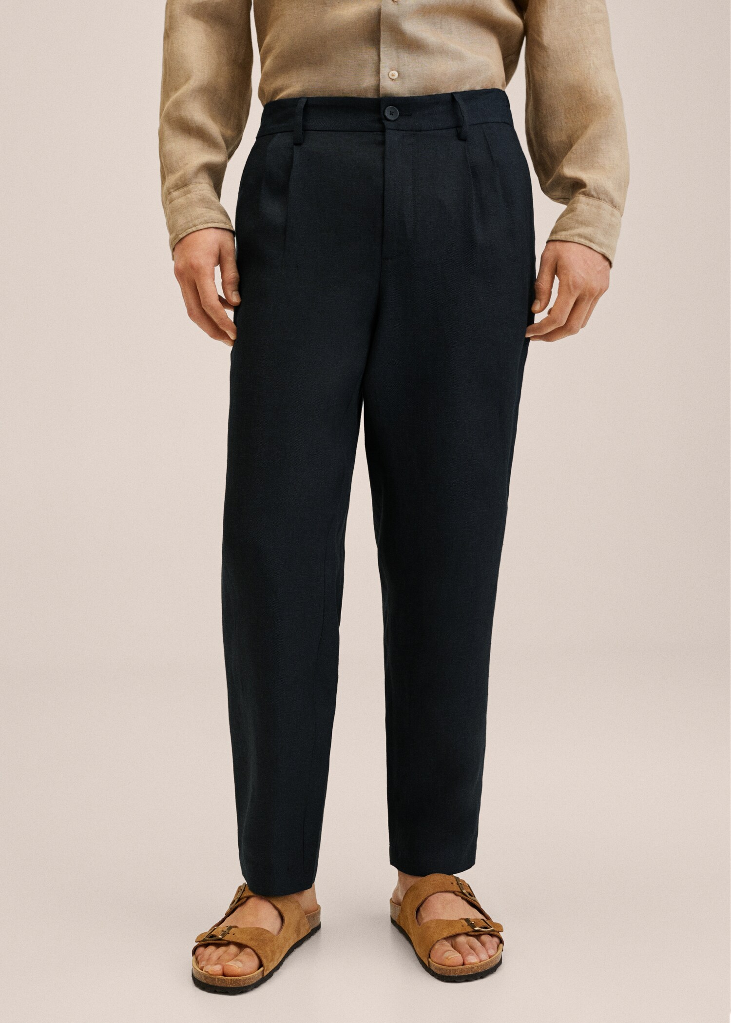Pleated linen trousers - Medium plane