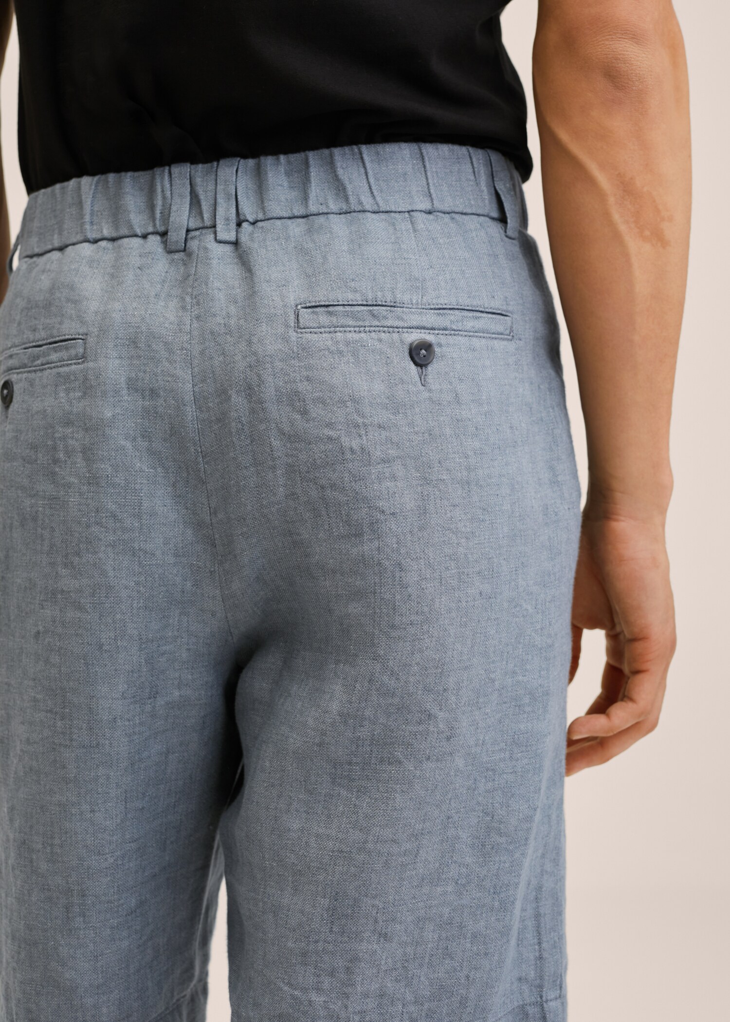 Elastic waist linen Bermuda shorts - Details of the article 2
