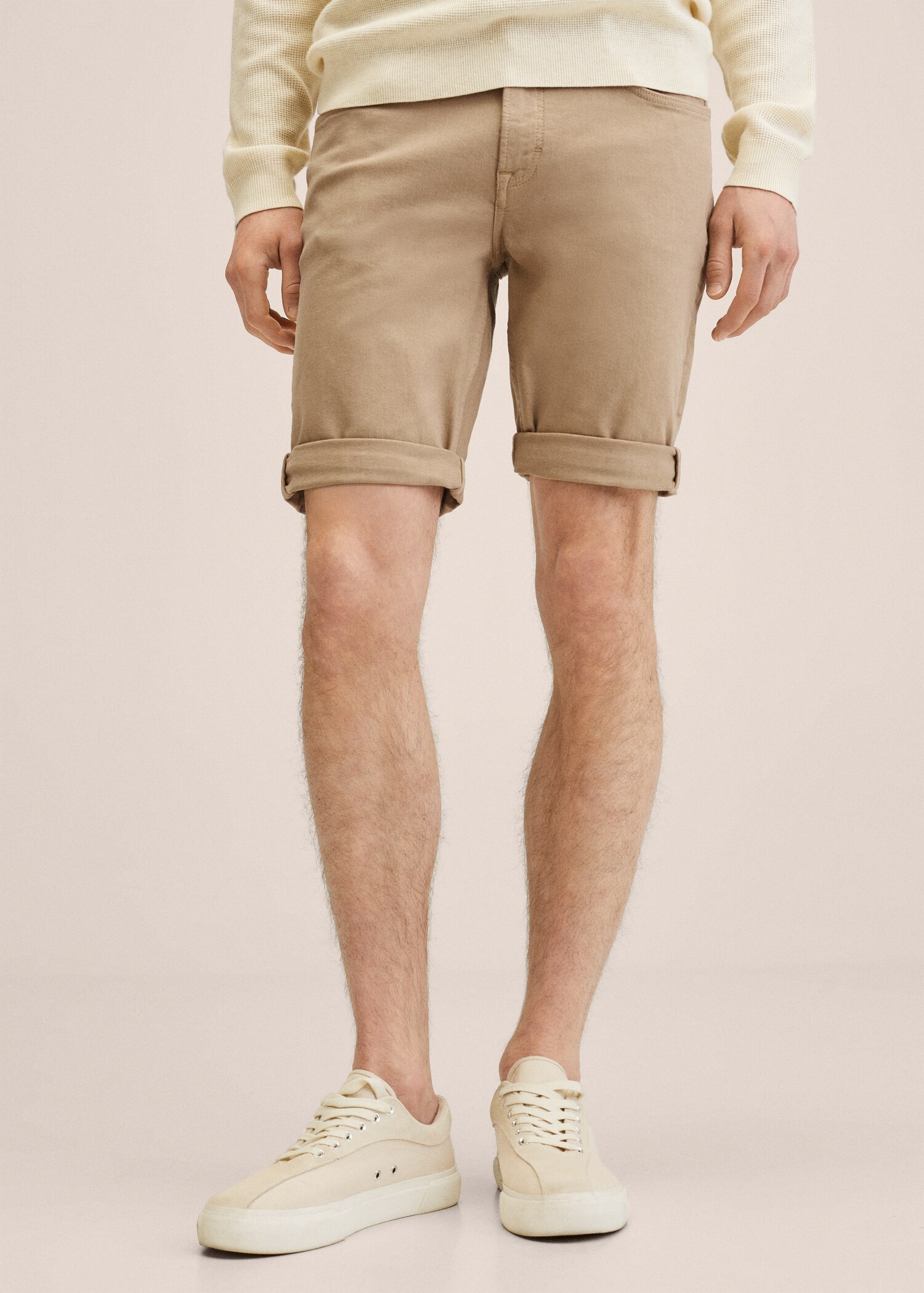 Stretch cotton denim shorts - Medium plane