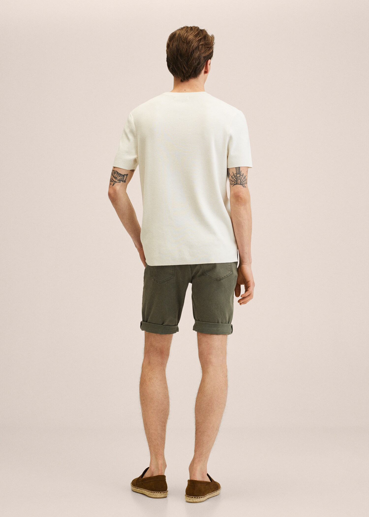 Stretch cotton denim shorts - Reverse of the article
