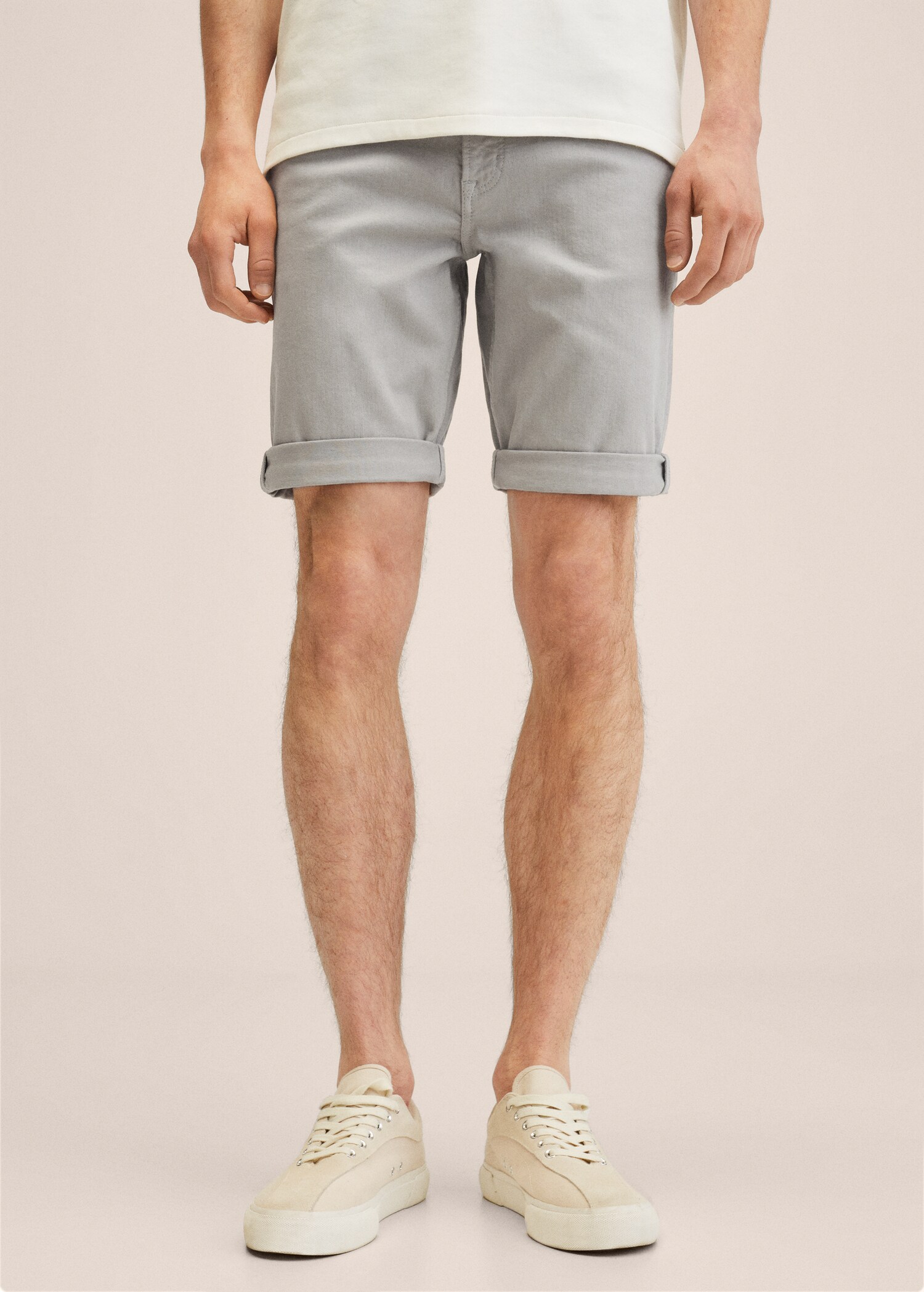 Stretch cotton denim shorts - Medium plane