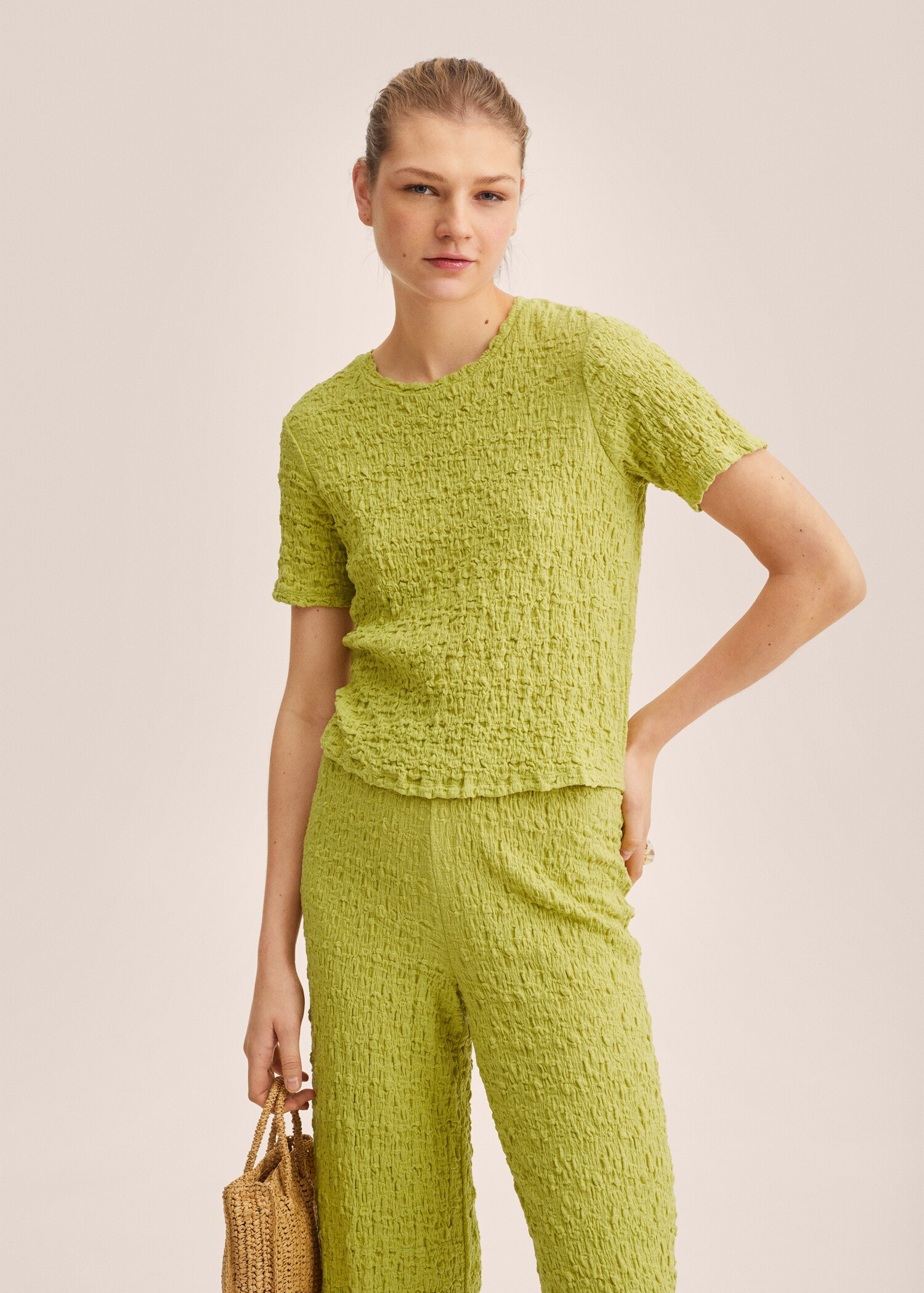 Textured cotton T-shirt - Medium plane