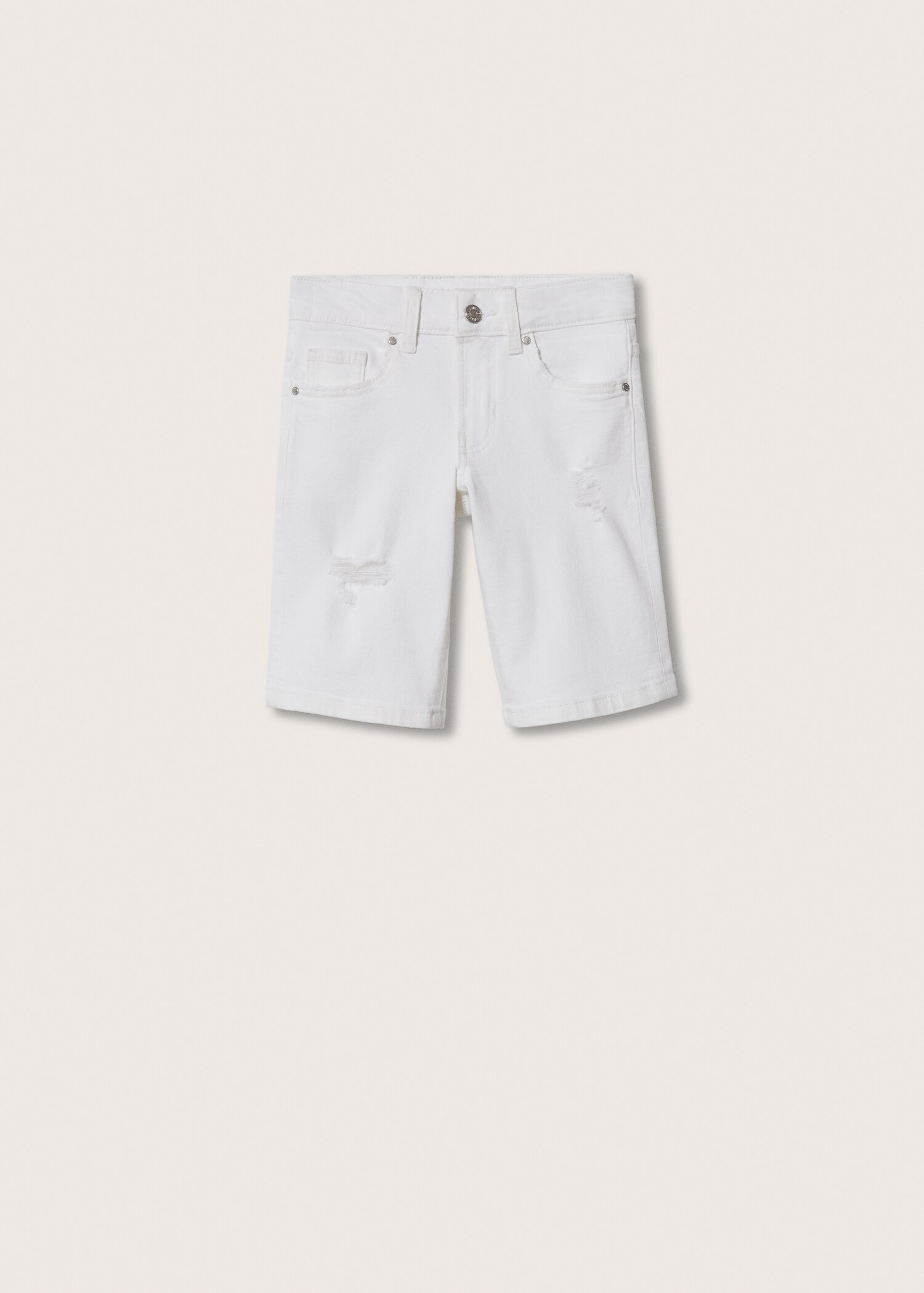 Denim bermuda dekoratív szakadt részletekkel - Termék modell nélkül