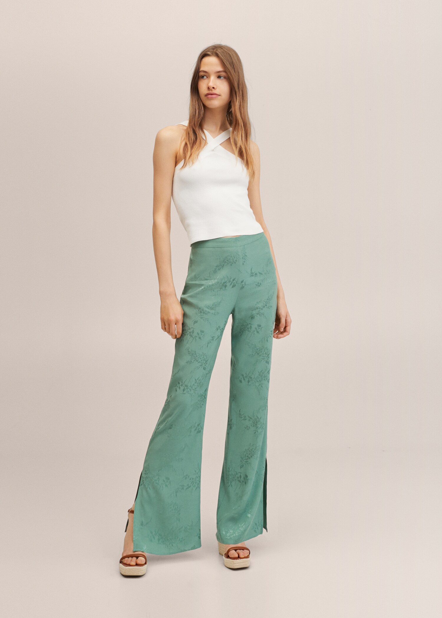 Flared floral-print trousers - Medium plane