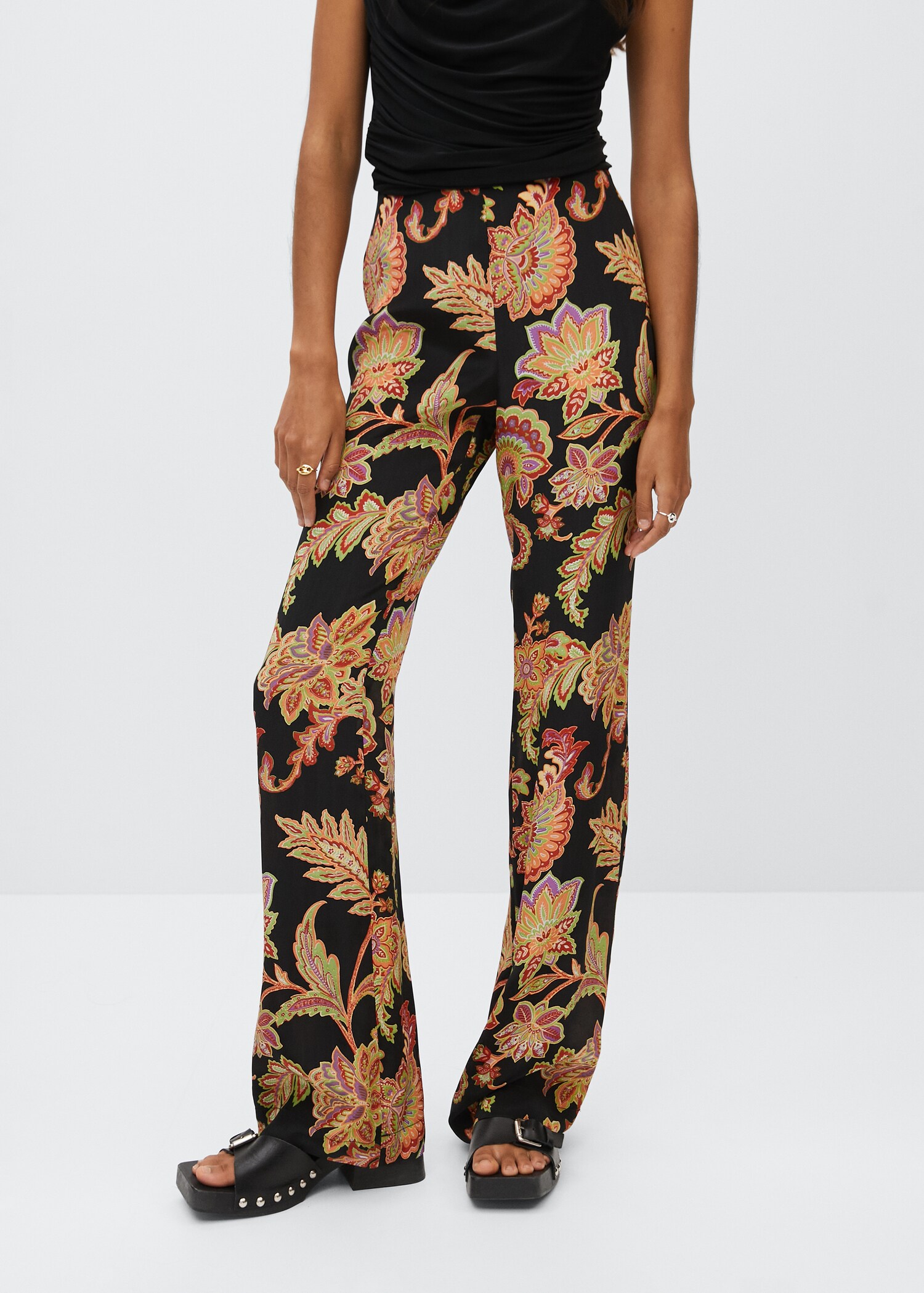 Satin printed trousers - Medium plane