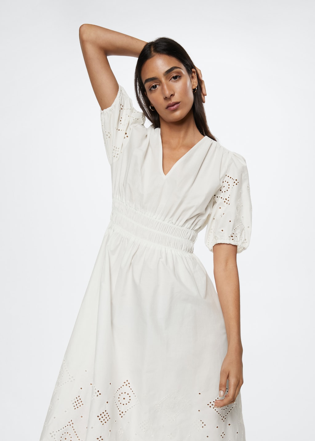Mango embroidered cotton dress shop