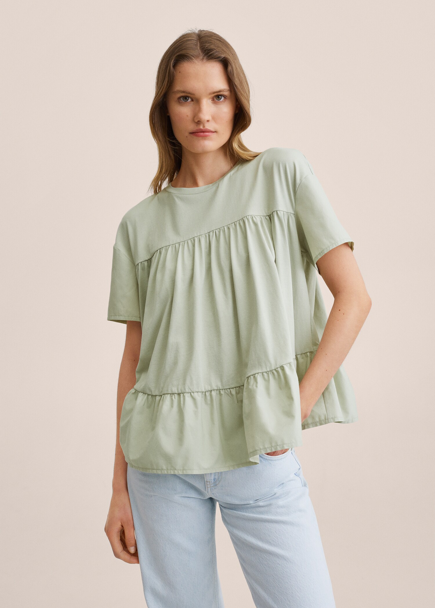 Camiseta algodón volantes - Plano medio