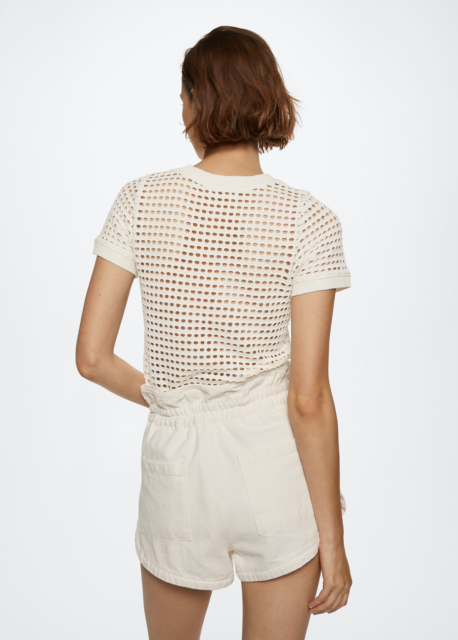 Openwork cotton-blend T-shirt - Reverse of the article