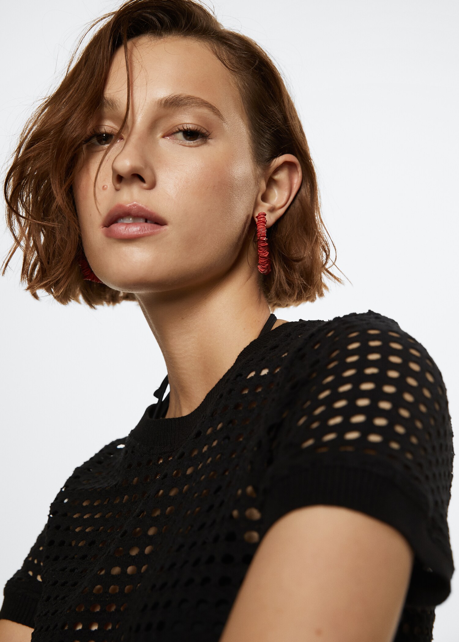 Openwork cotton-blend T-shirt - Details of the article 2