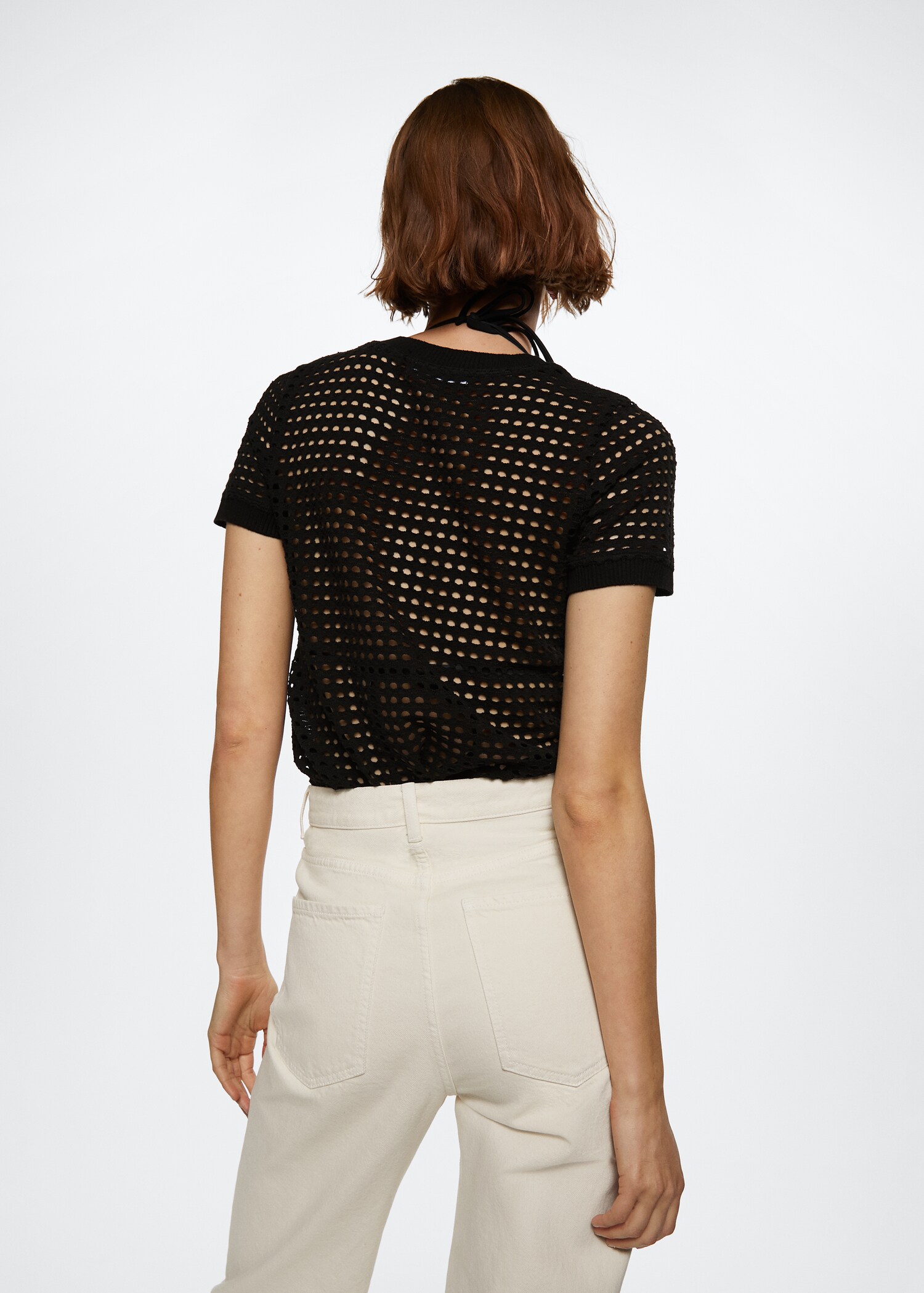 Openwork cotton-blend T-shirt - Reverse of the article