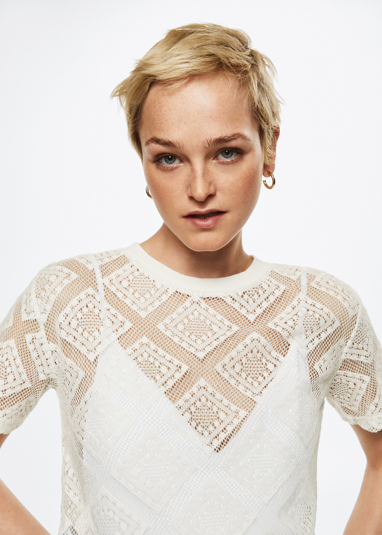 Openwork knit t-shirt - Details of the article 1
