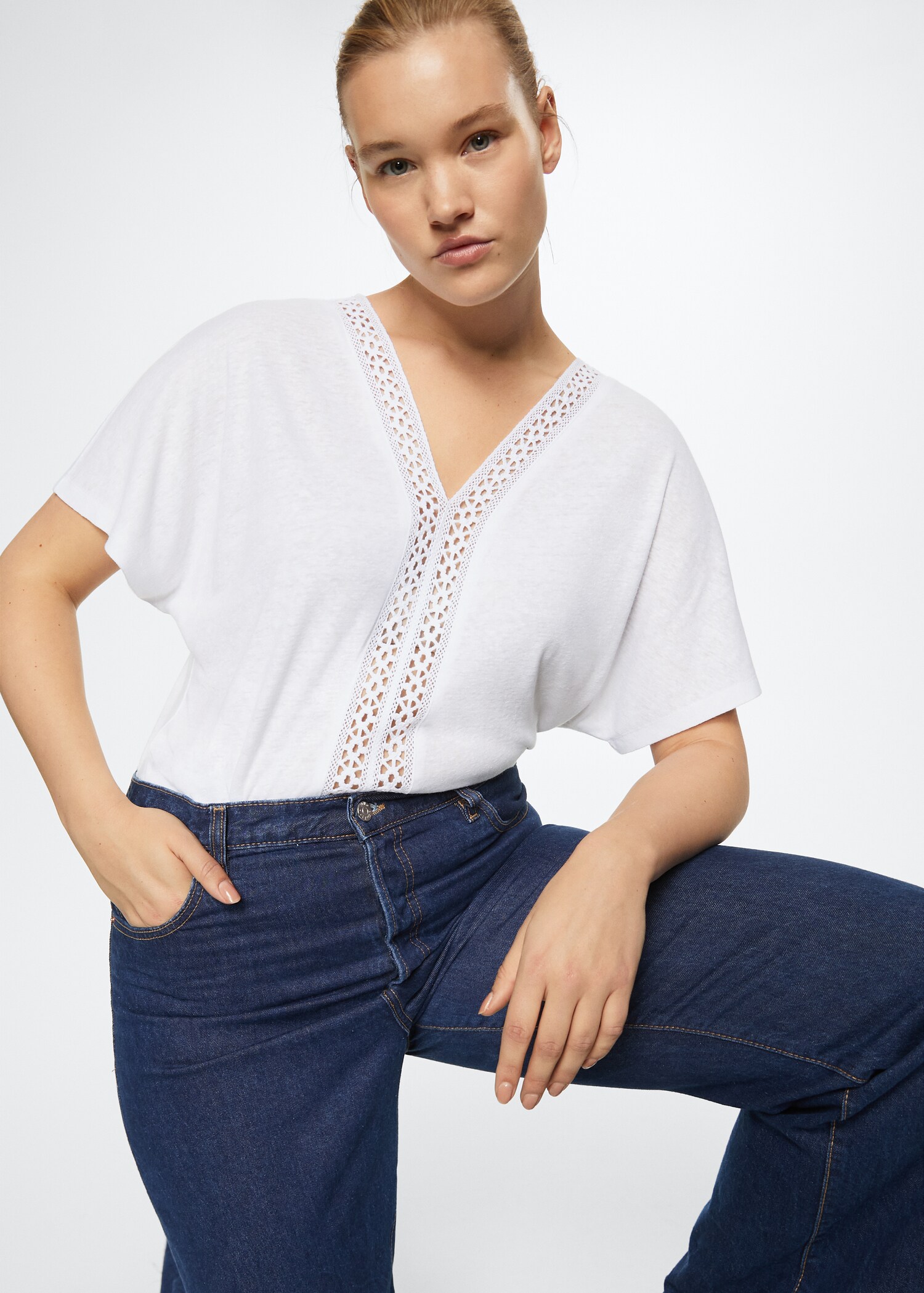 Crochet linen T-shirt - Details of the article 5