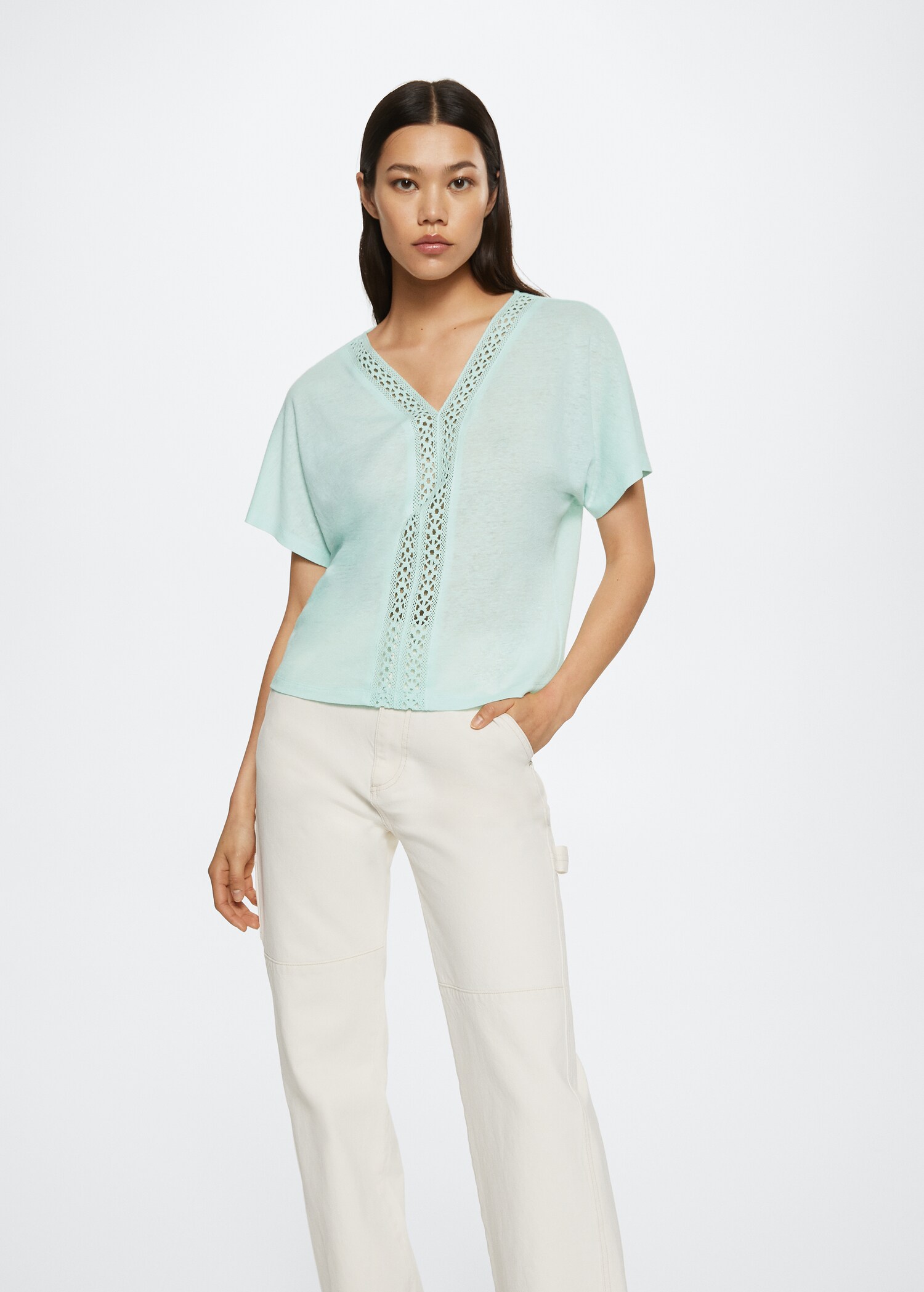 Crochet linen T-shirt - Medium plane