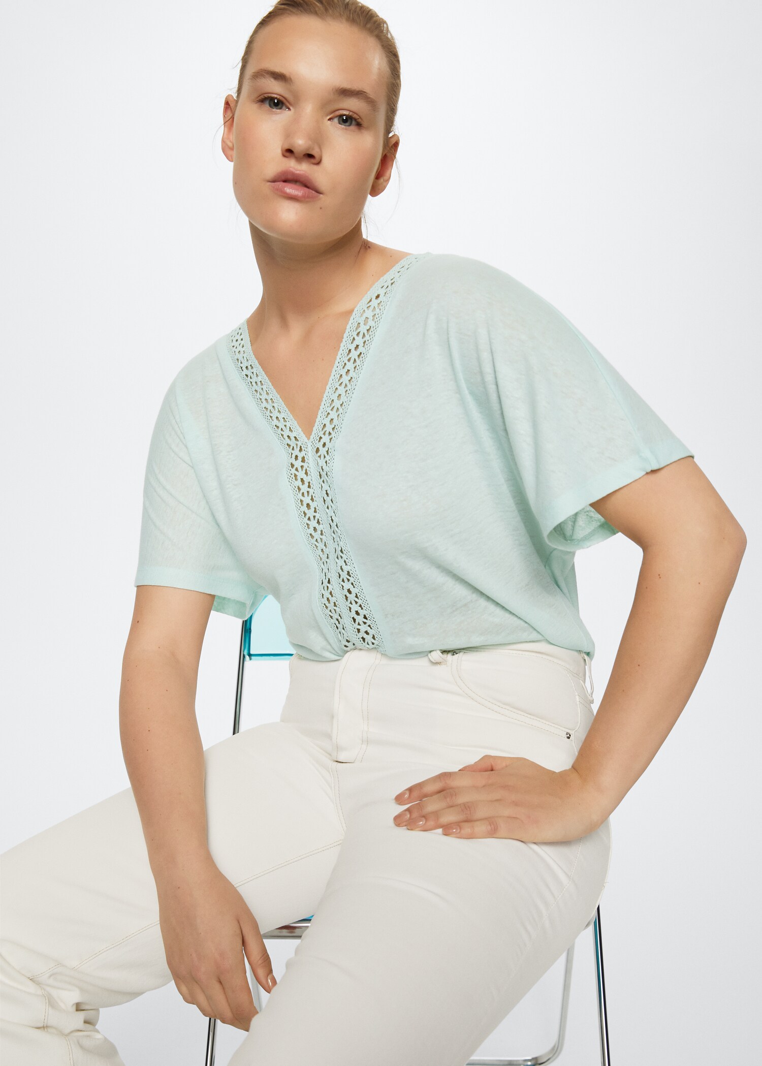Crochet linen T-shirt - Details of the article 4