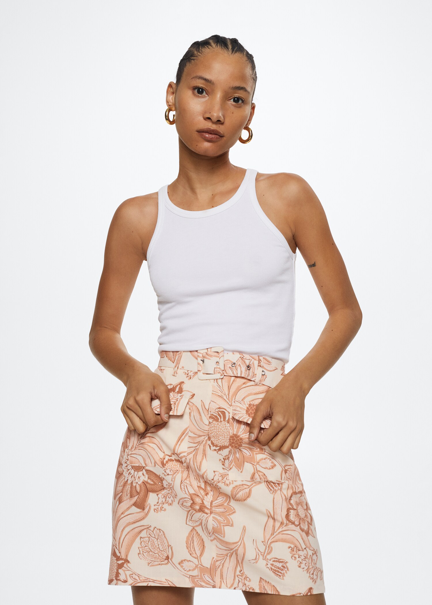 Falda algodón estampada - Plano medio