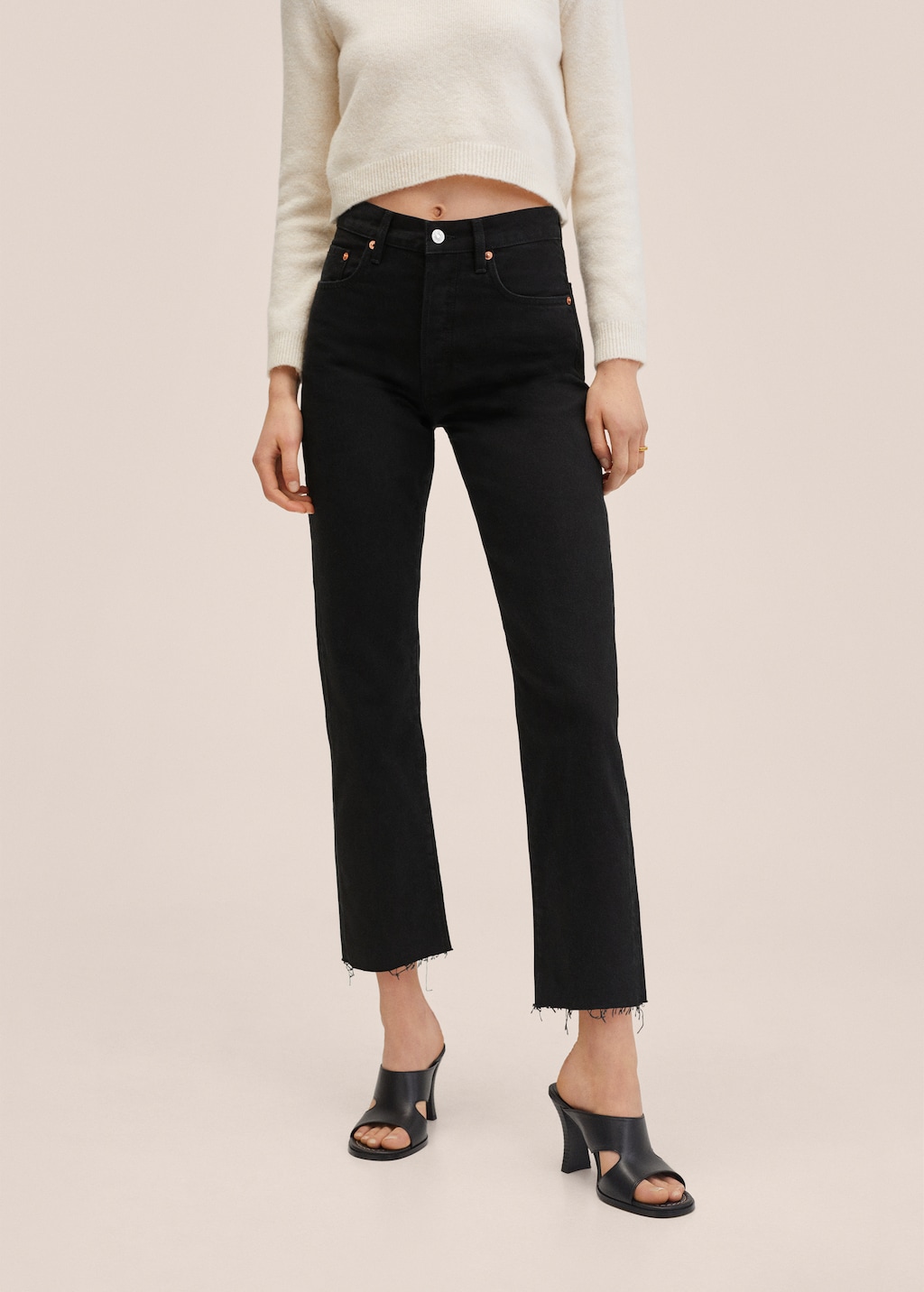 Highwaist straight cropped jeans Women MANGO OUTLET United Kingdom