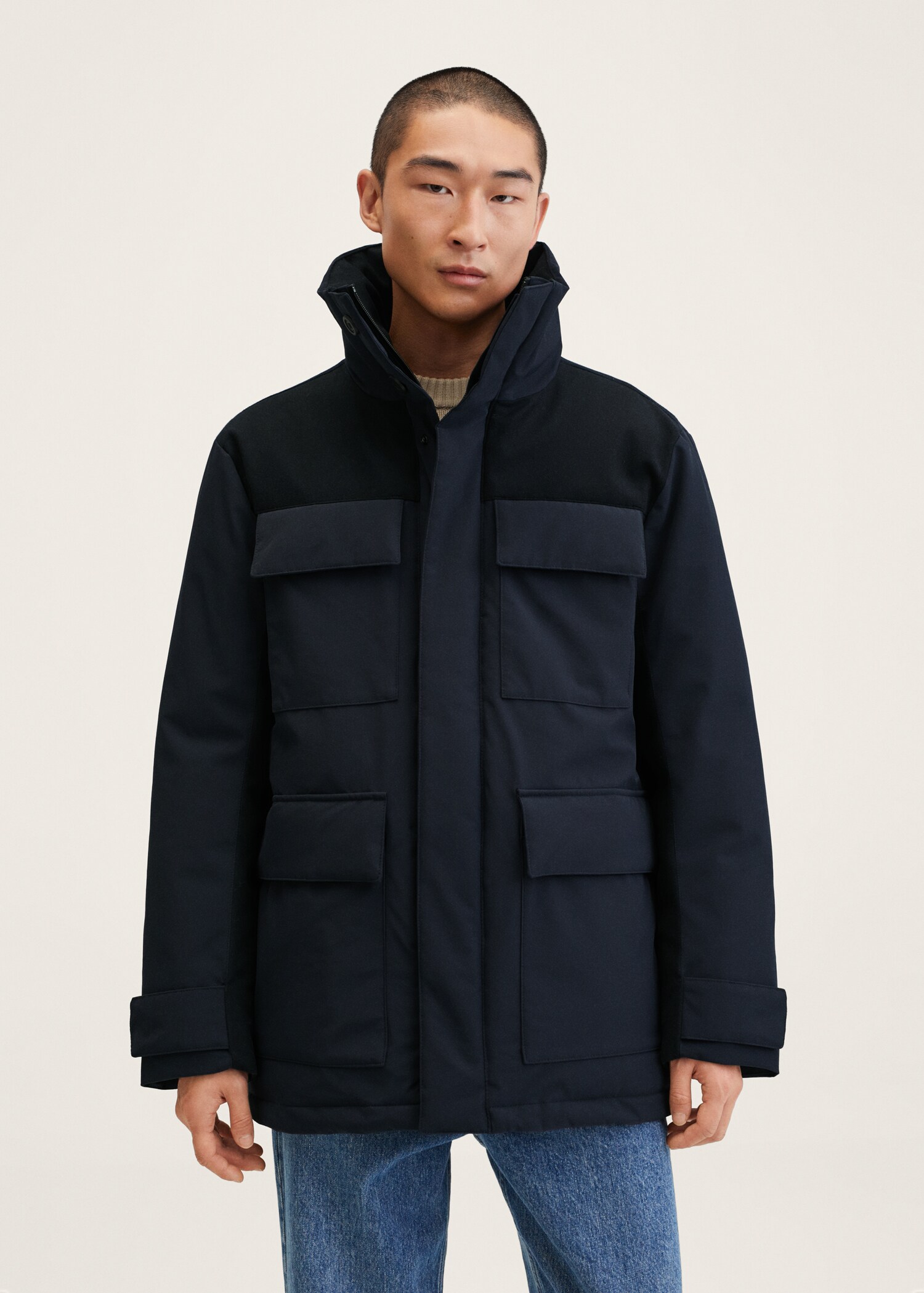 Contrast panel parka - Medium plane
