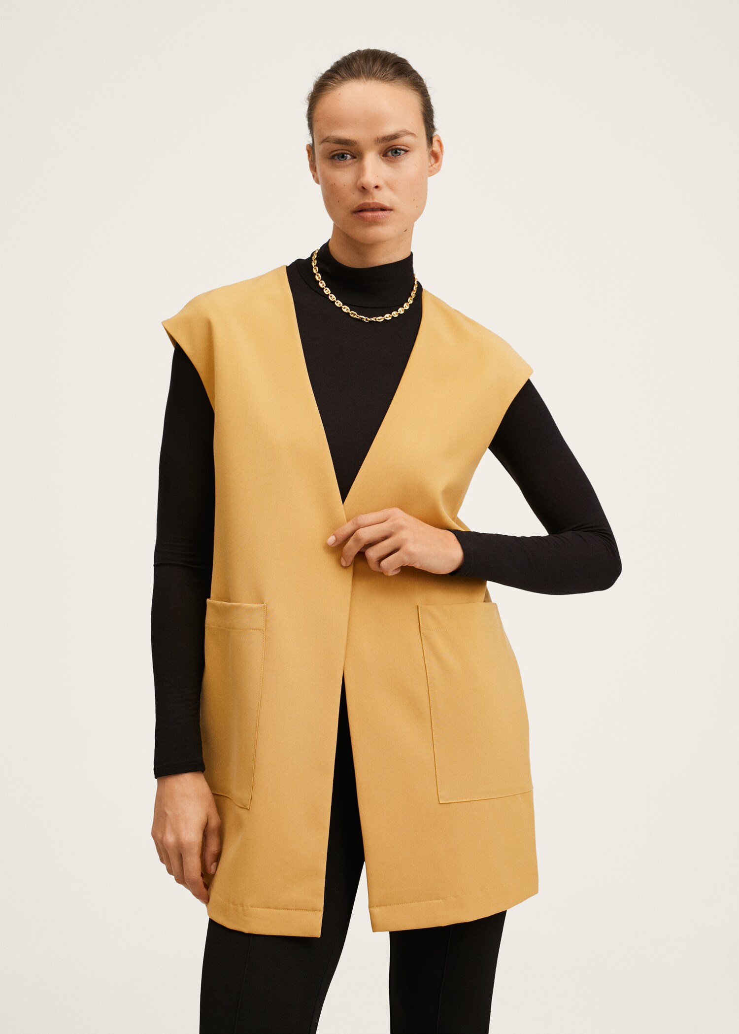 Oversized gilet with pockets - Medium plane