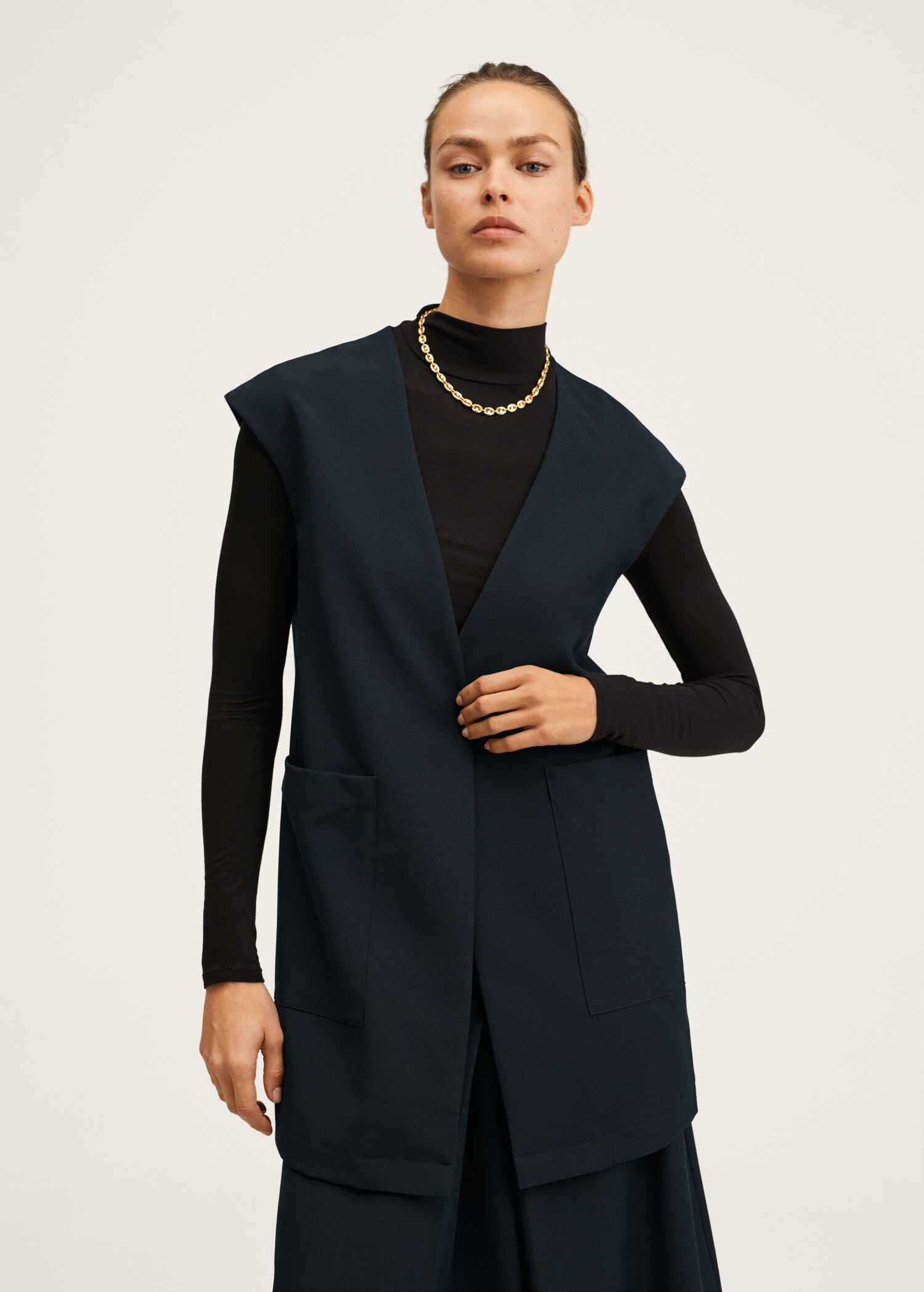 Oversized gilet with pockets - Medium plane