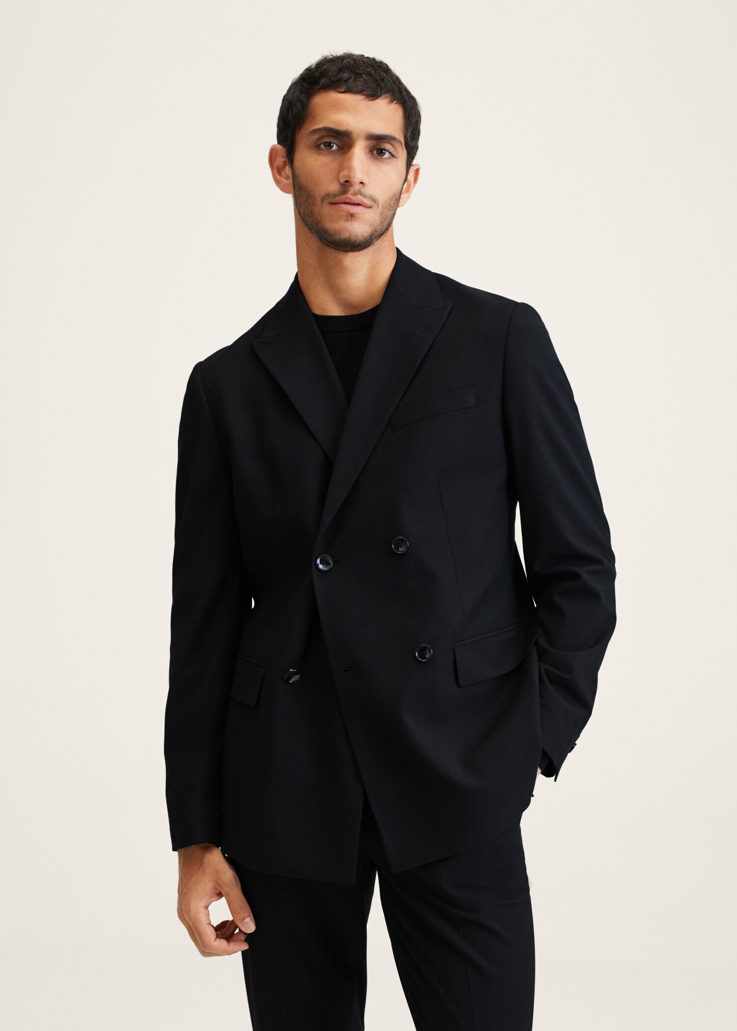 Slim Fit-Anzugblazer in Wickel-Optik - Mittlere Ansicht
