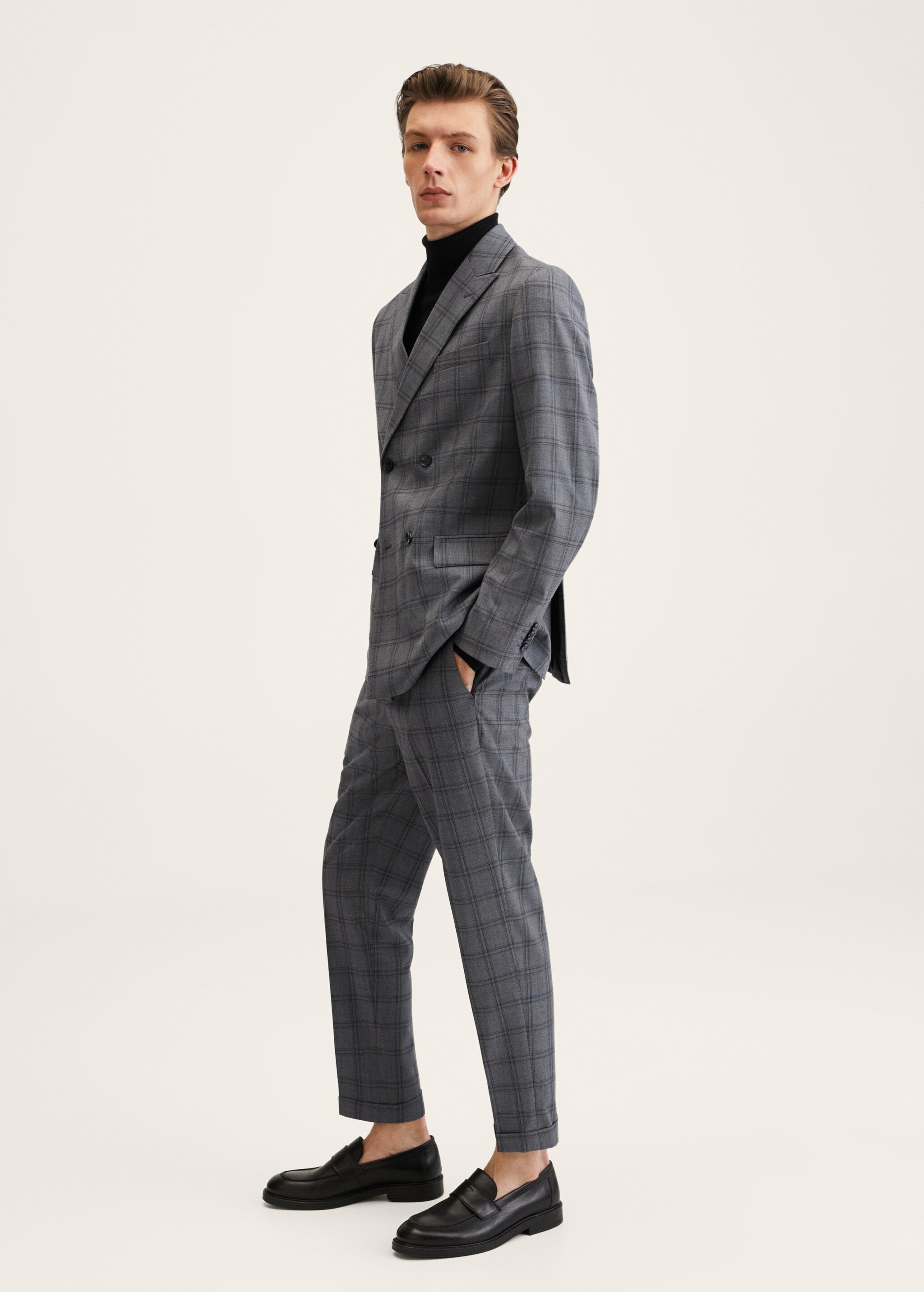 Slim fit check suit trousers - Details of the article 1
