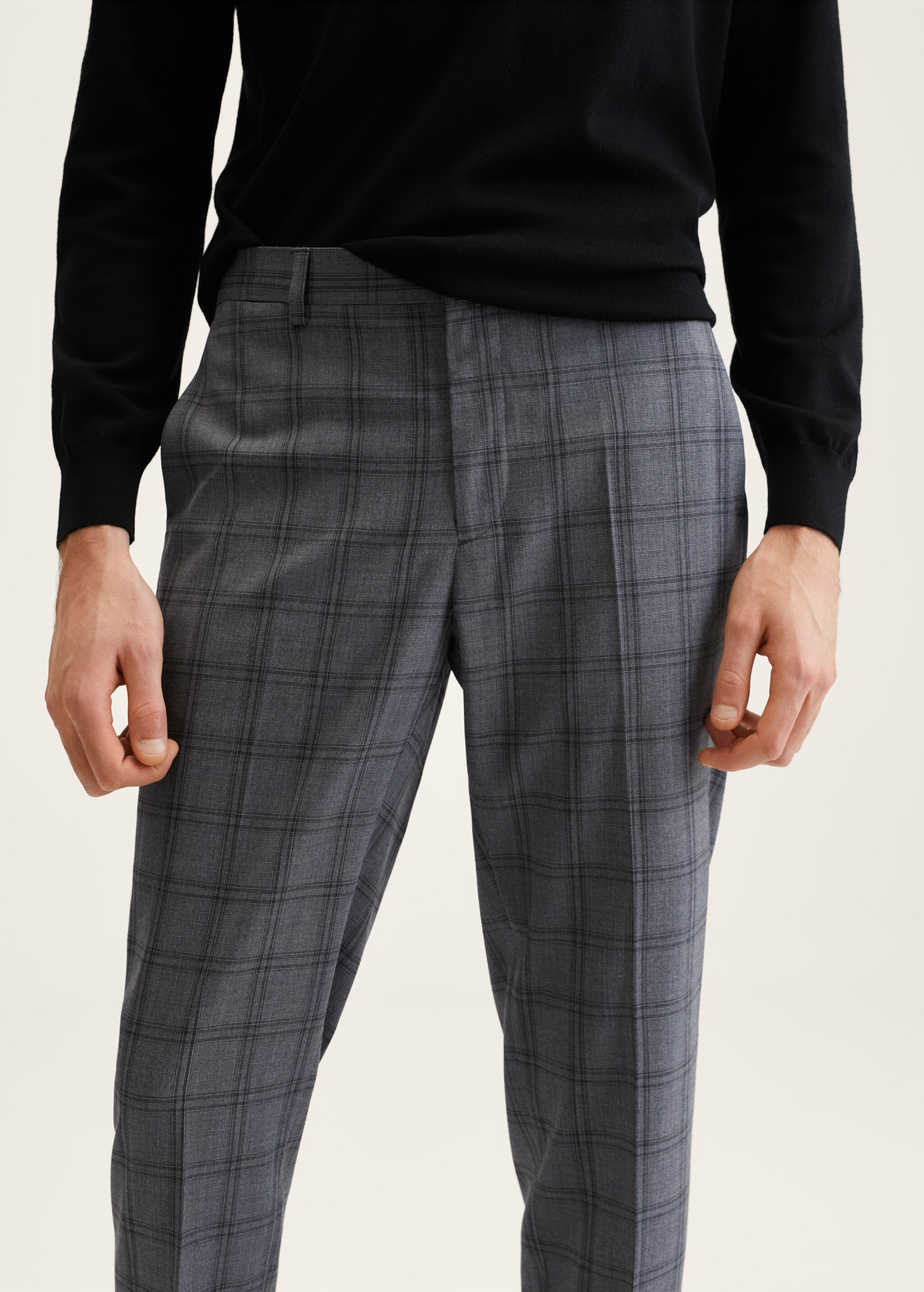 Slim fit check suit trousers - Details of the article 3