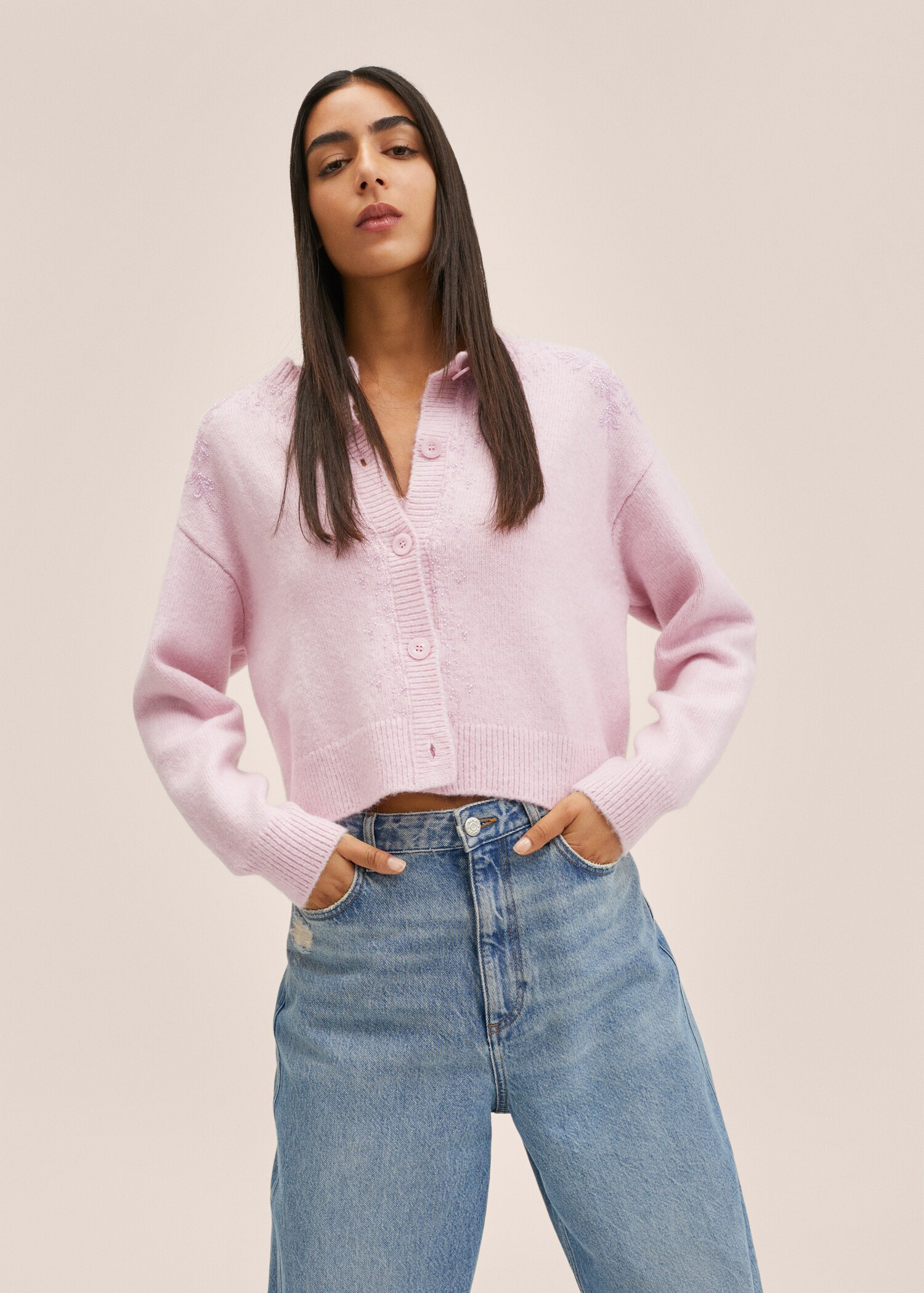 Textured knit cardigan - Medium plane