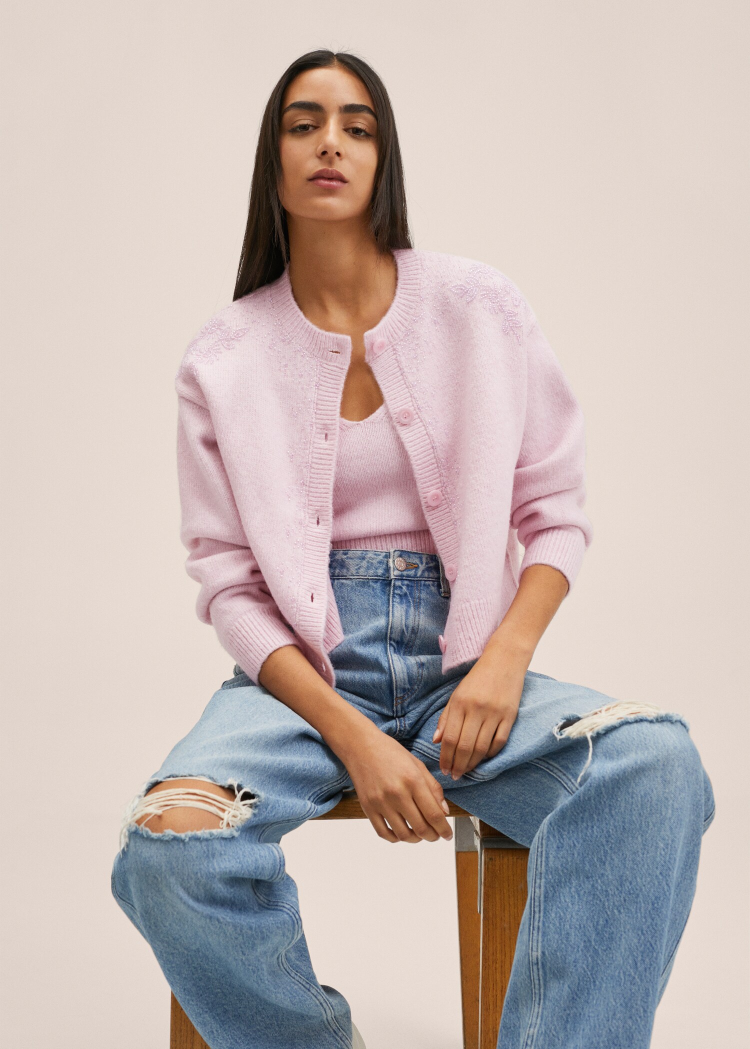 Textured knit cardigan - Details of the article 2