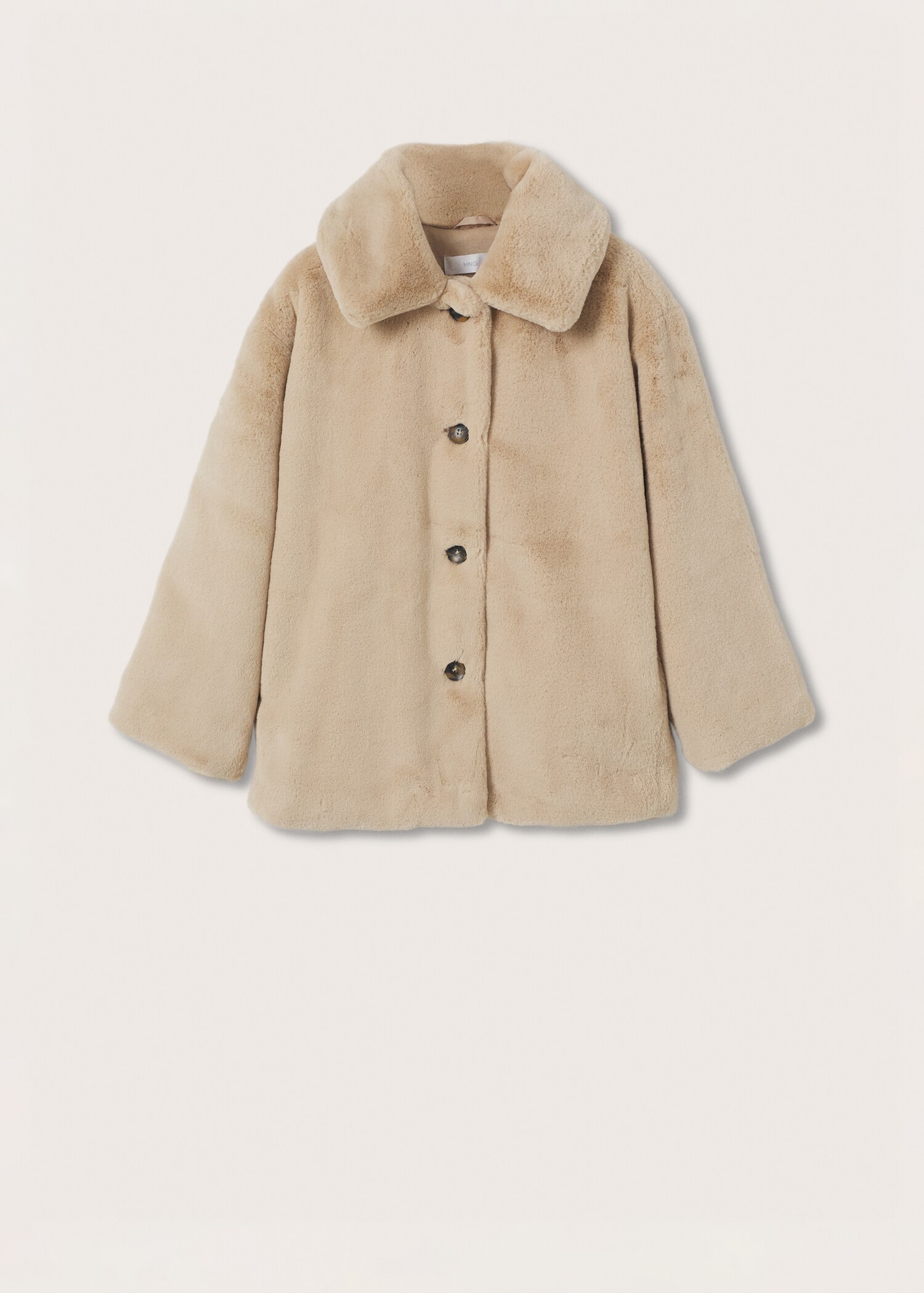 Coat with fur-effect lapels - Article without model