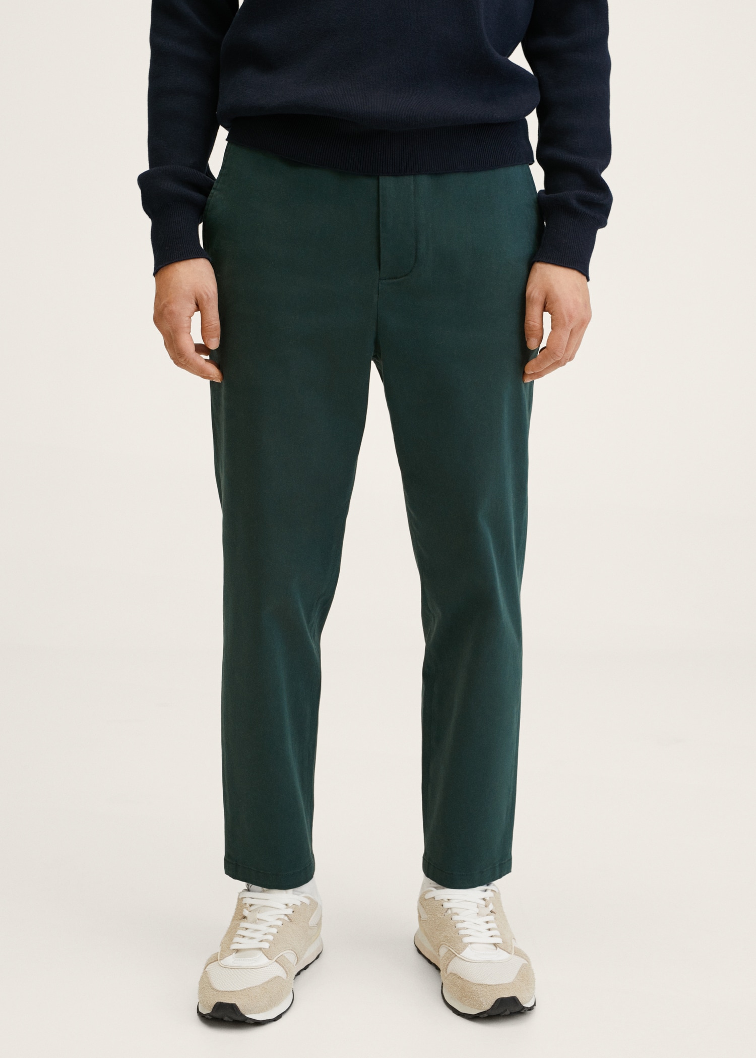 Bavlněné kalhoty tapered crop - Náhled ve středové rovině