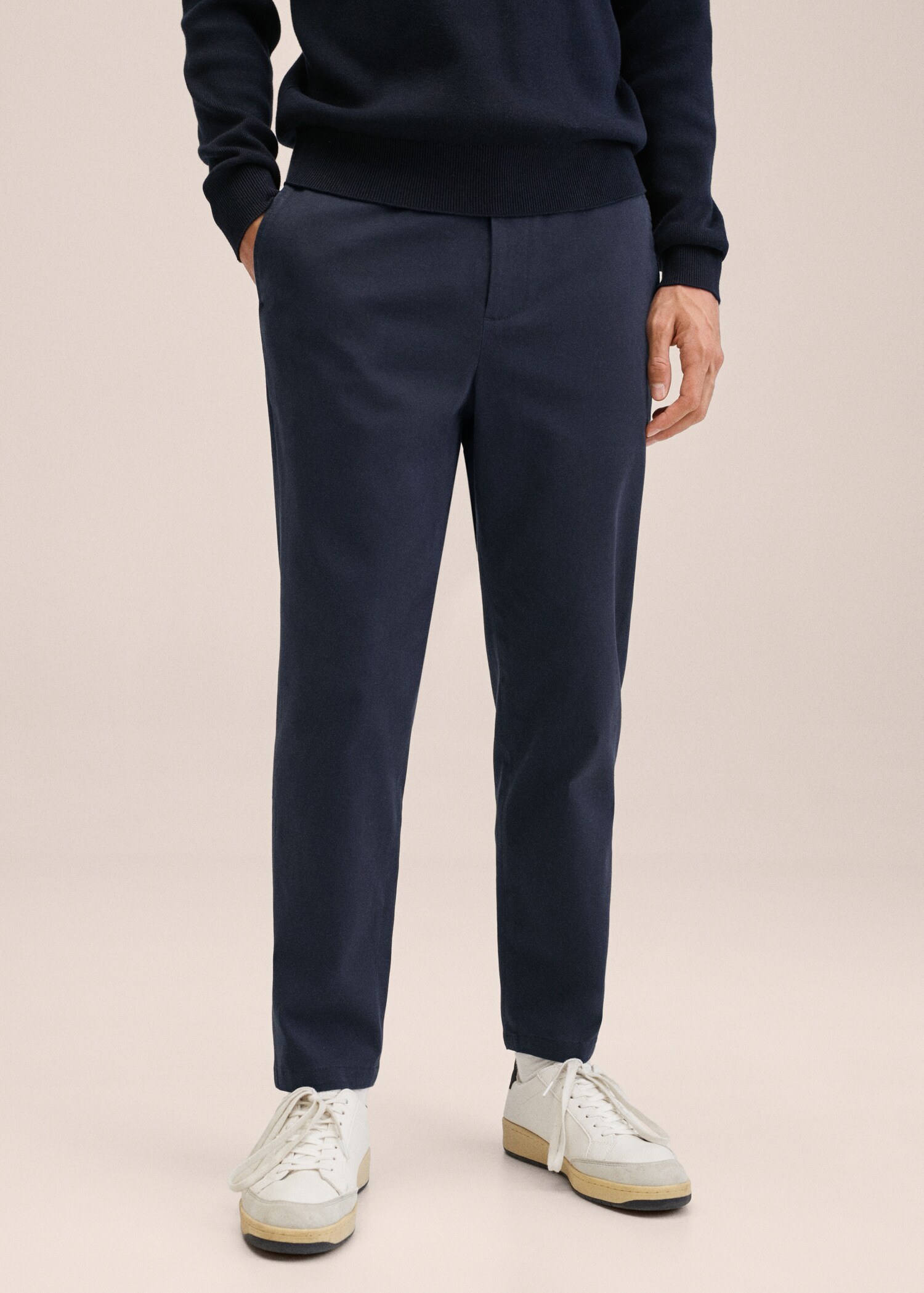 Bavlněné kalhoty tapered crop - Náhled ve středové rovině