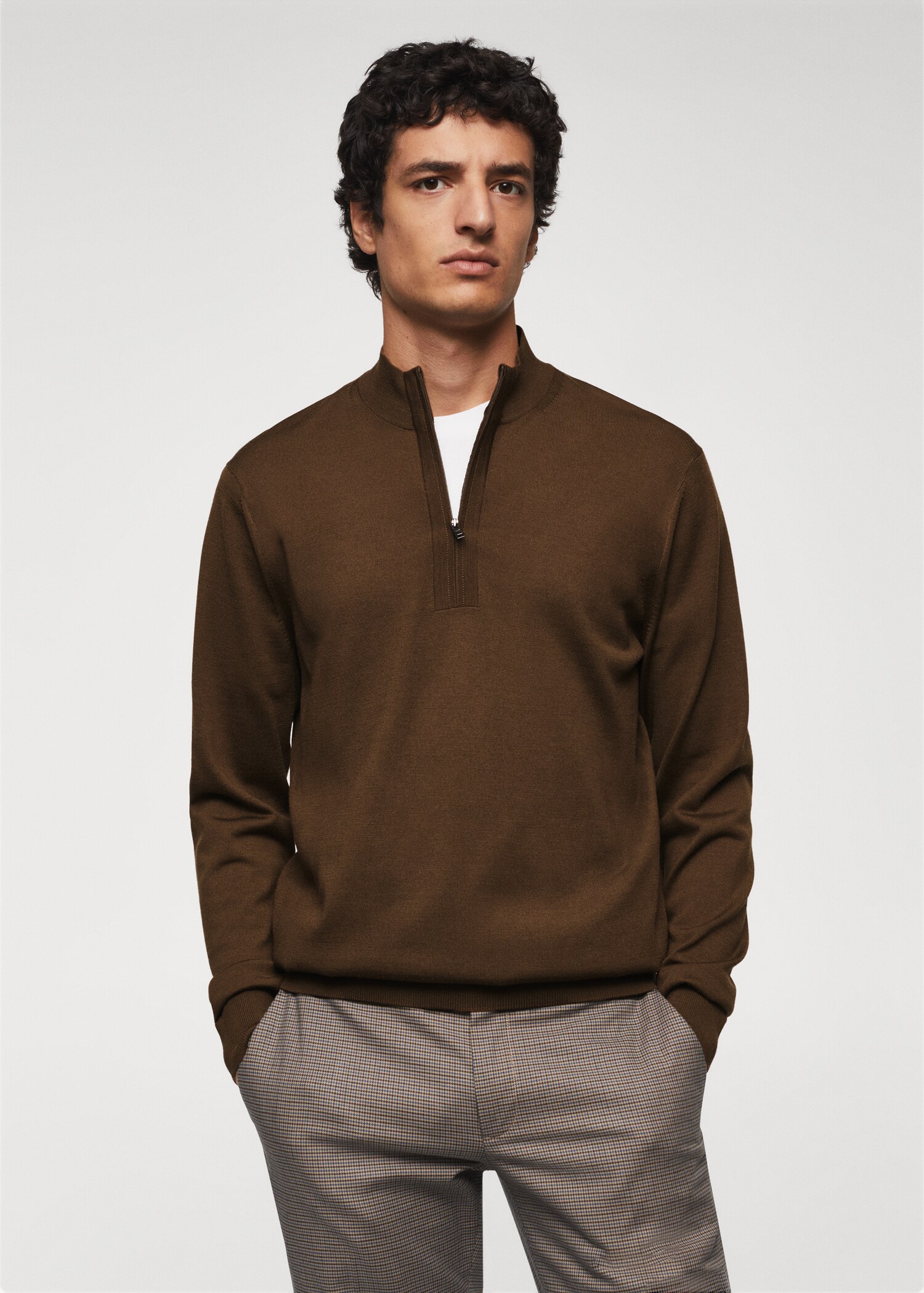 Jersey lana cuello cremallera - Plano medio