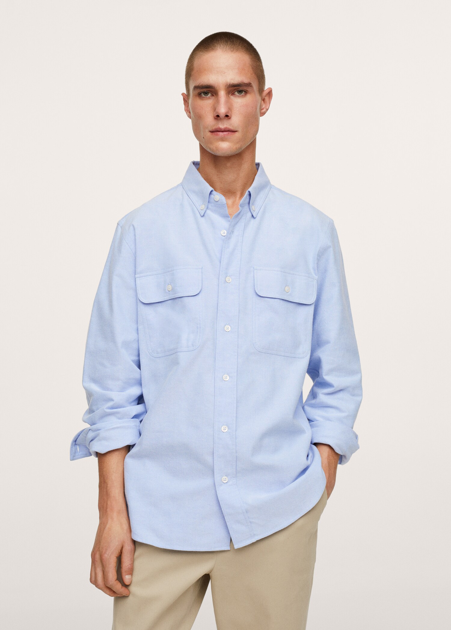 Chest-pocket cotton shirt - Medium plane