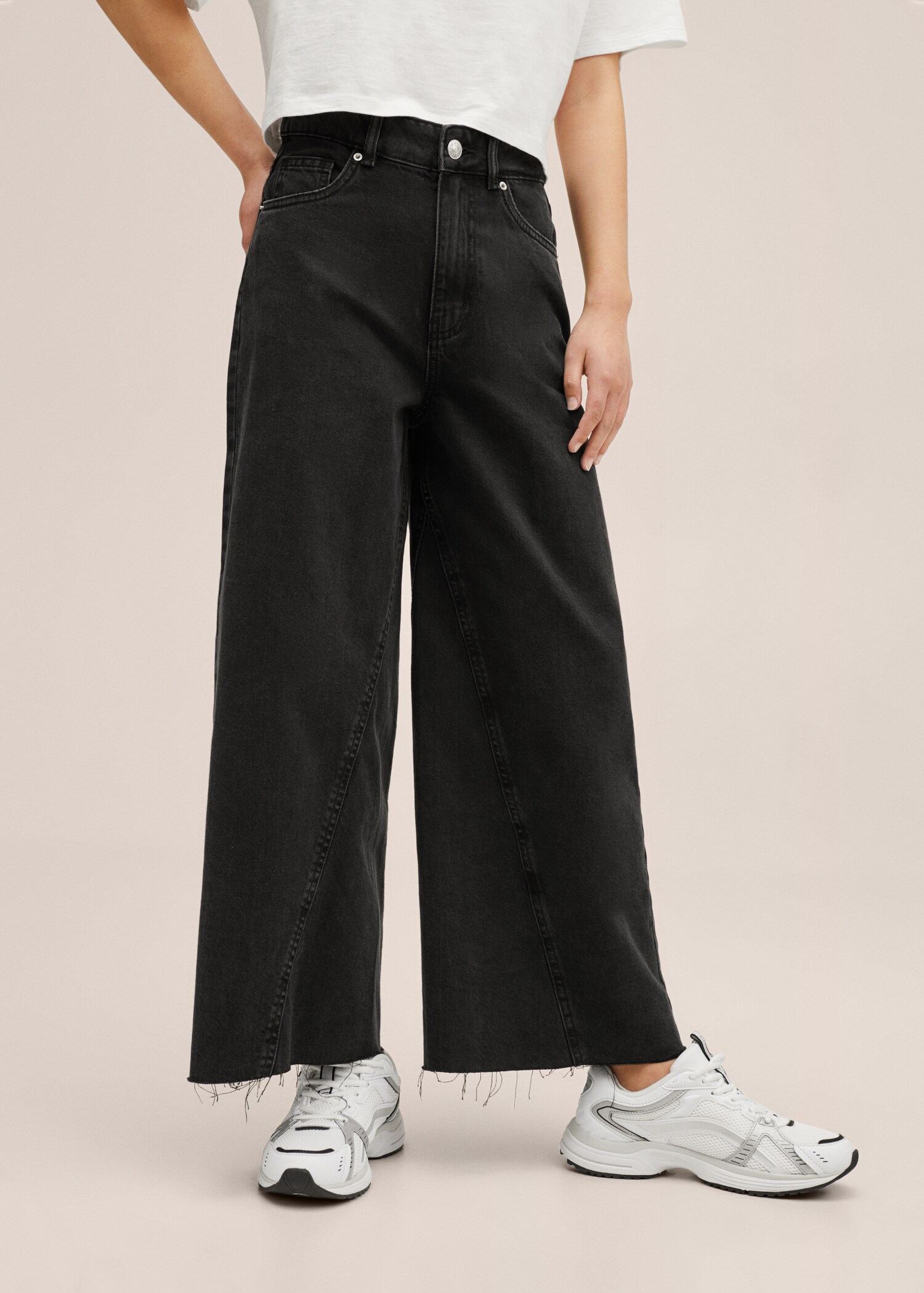 Frayed hem culotte jeans - Medium plane