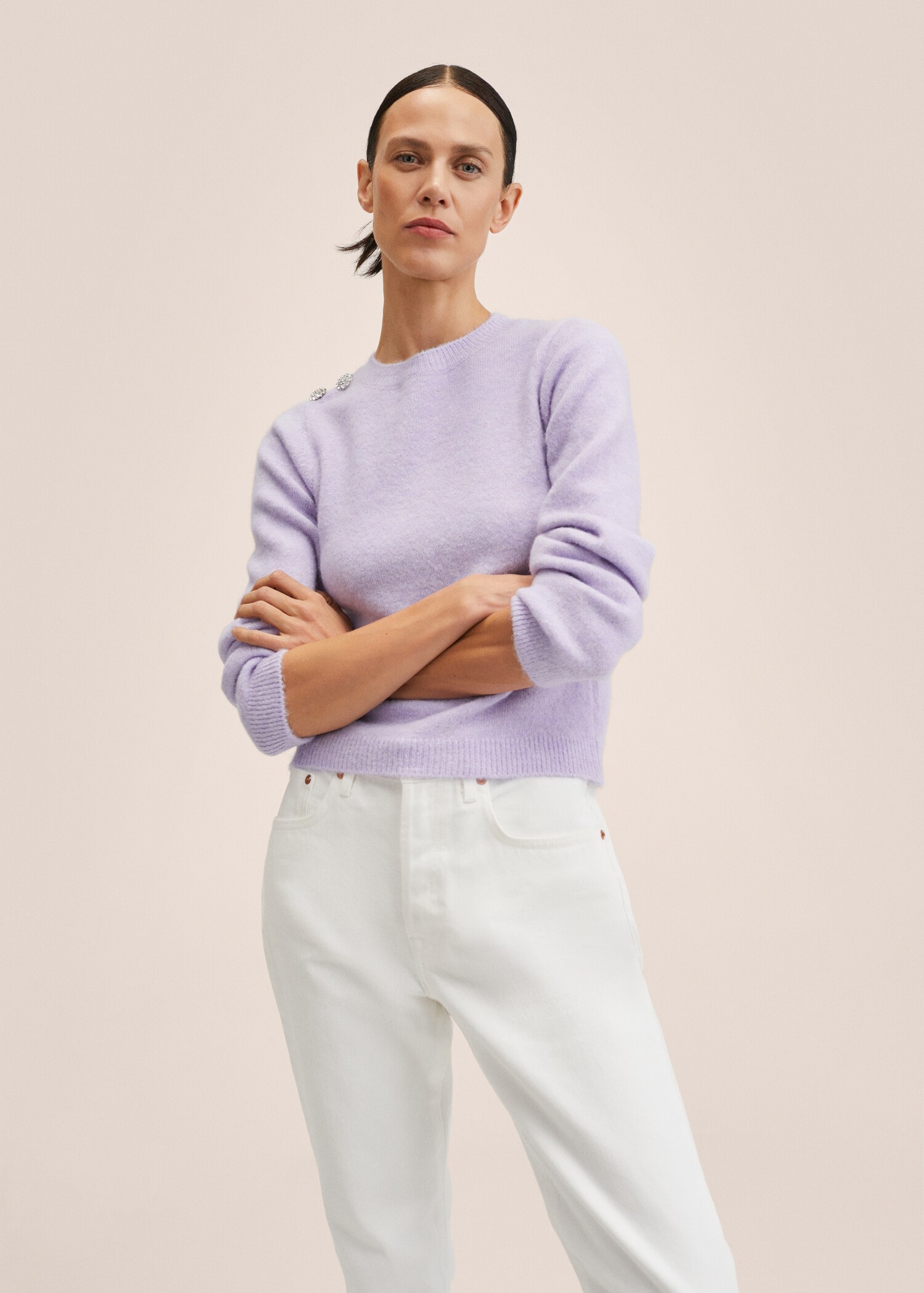 Sweater with jewel buttons  - Medium plane