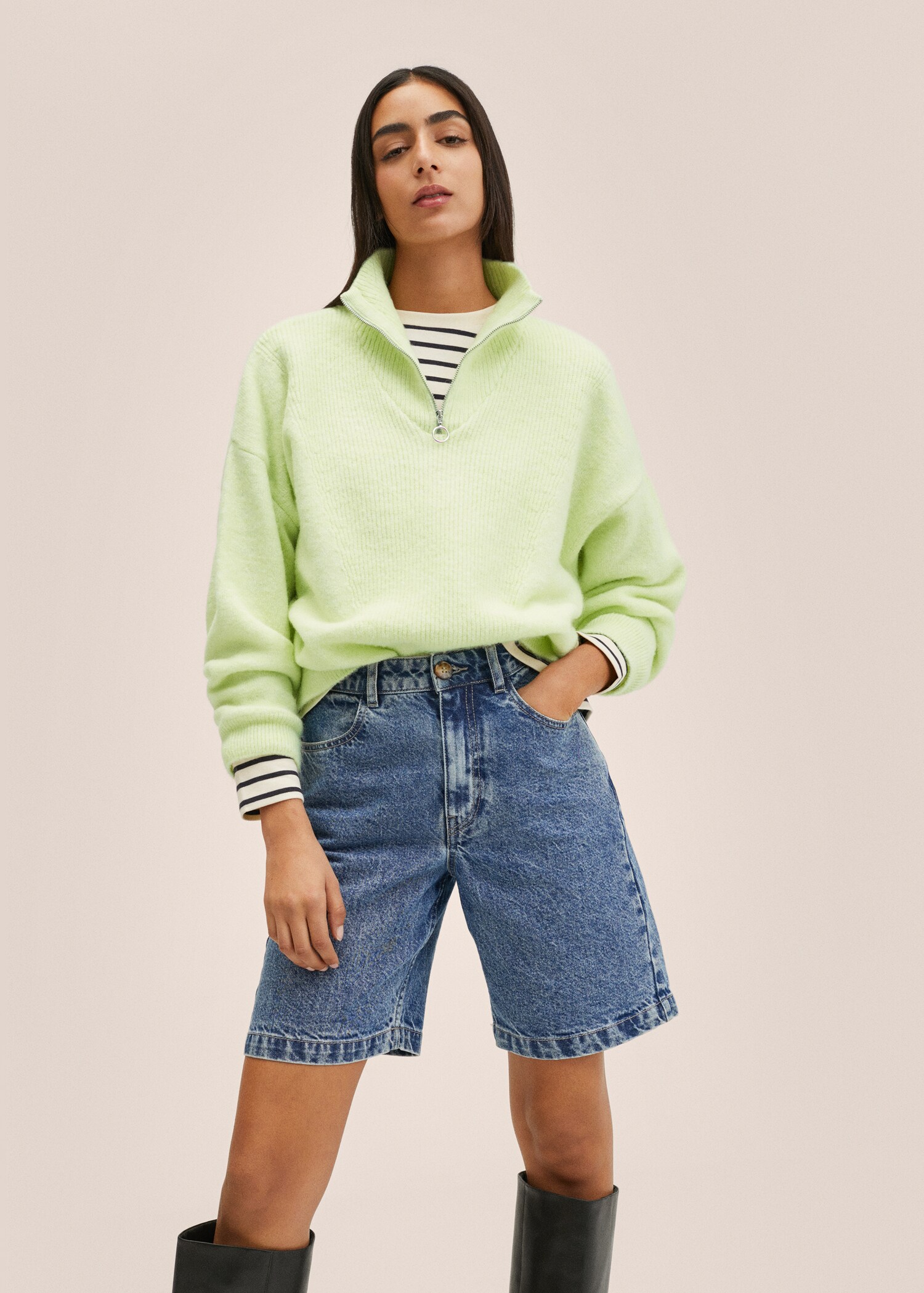 Pull-over maille zippé - Plan moyen