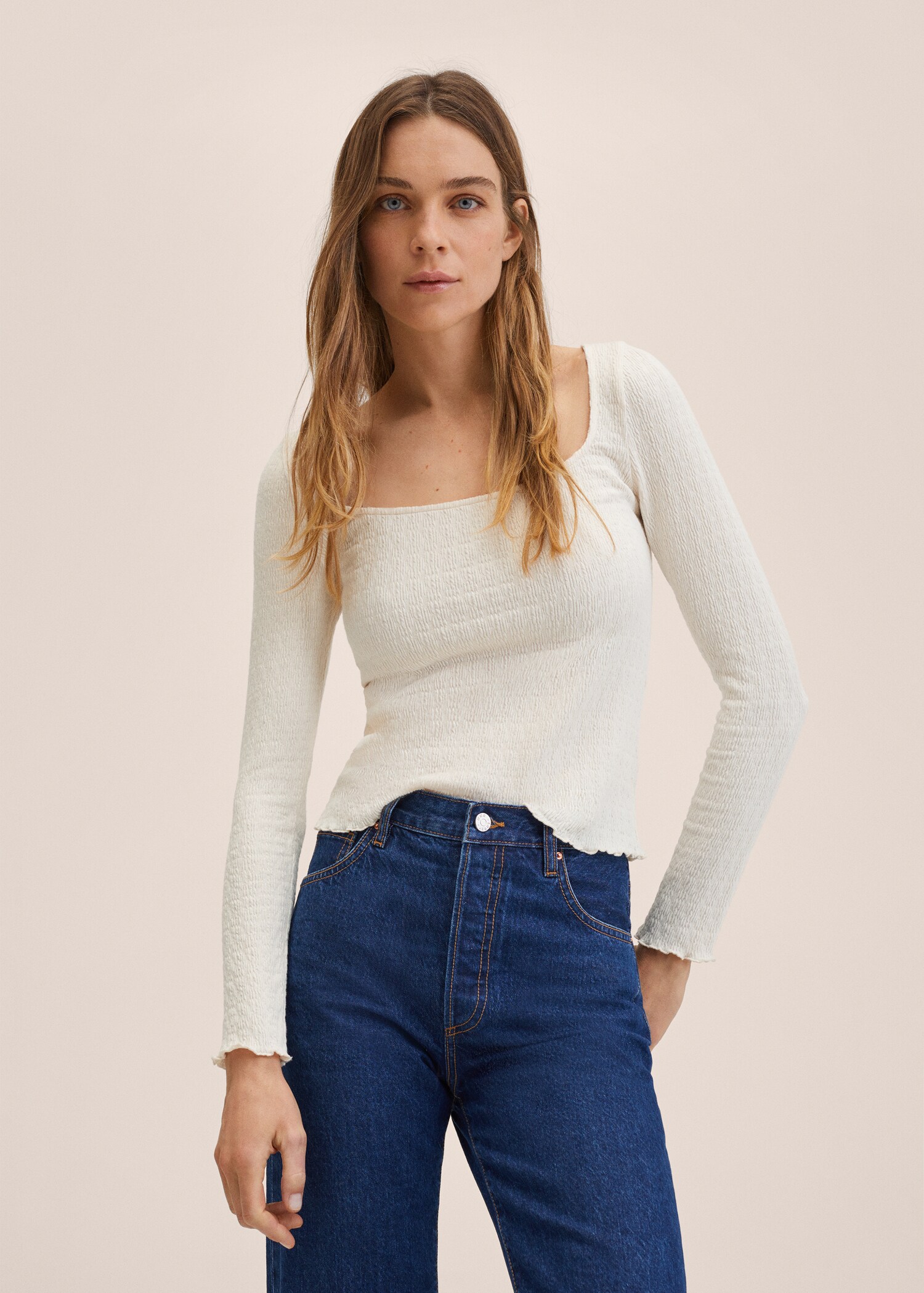 T-shirt coton texturé - Plan moyen
