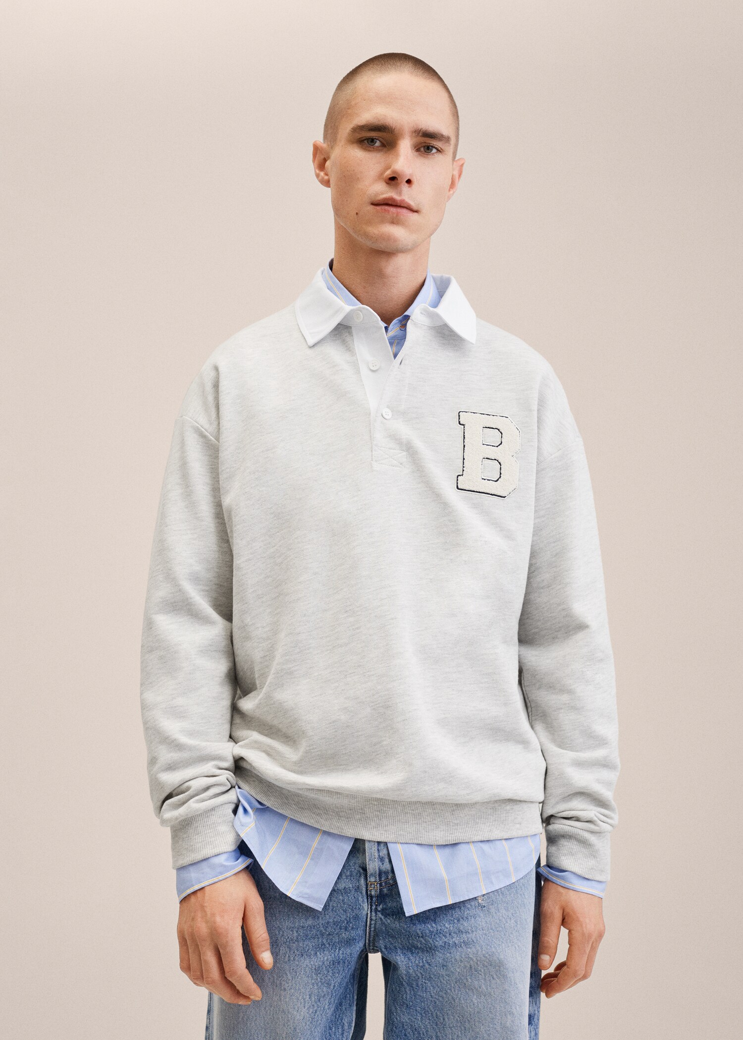 Cotton polo shirt with patch - Medium plane