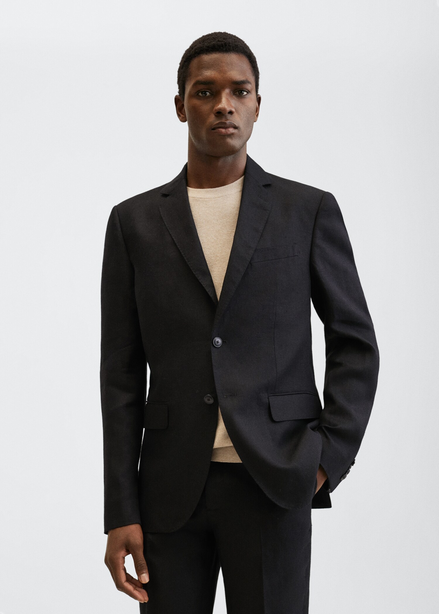 Linnen slim fit colbert - Middenvlak