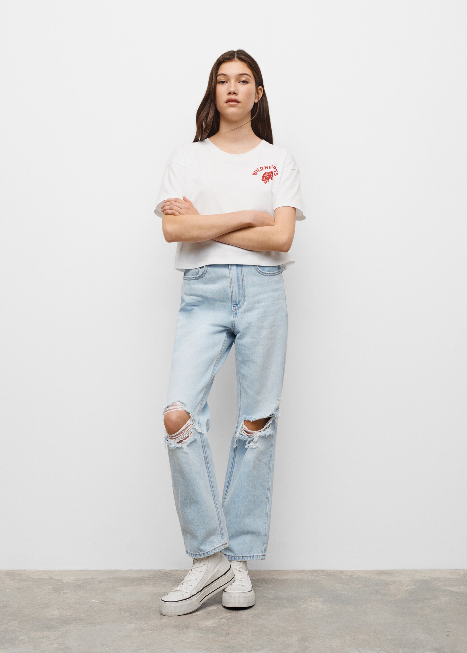 Ripped details boyfriend jeans - Medium plane