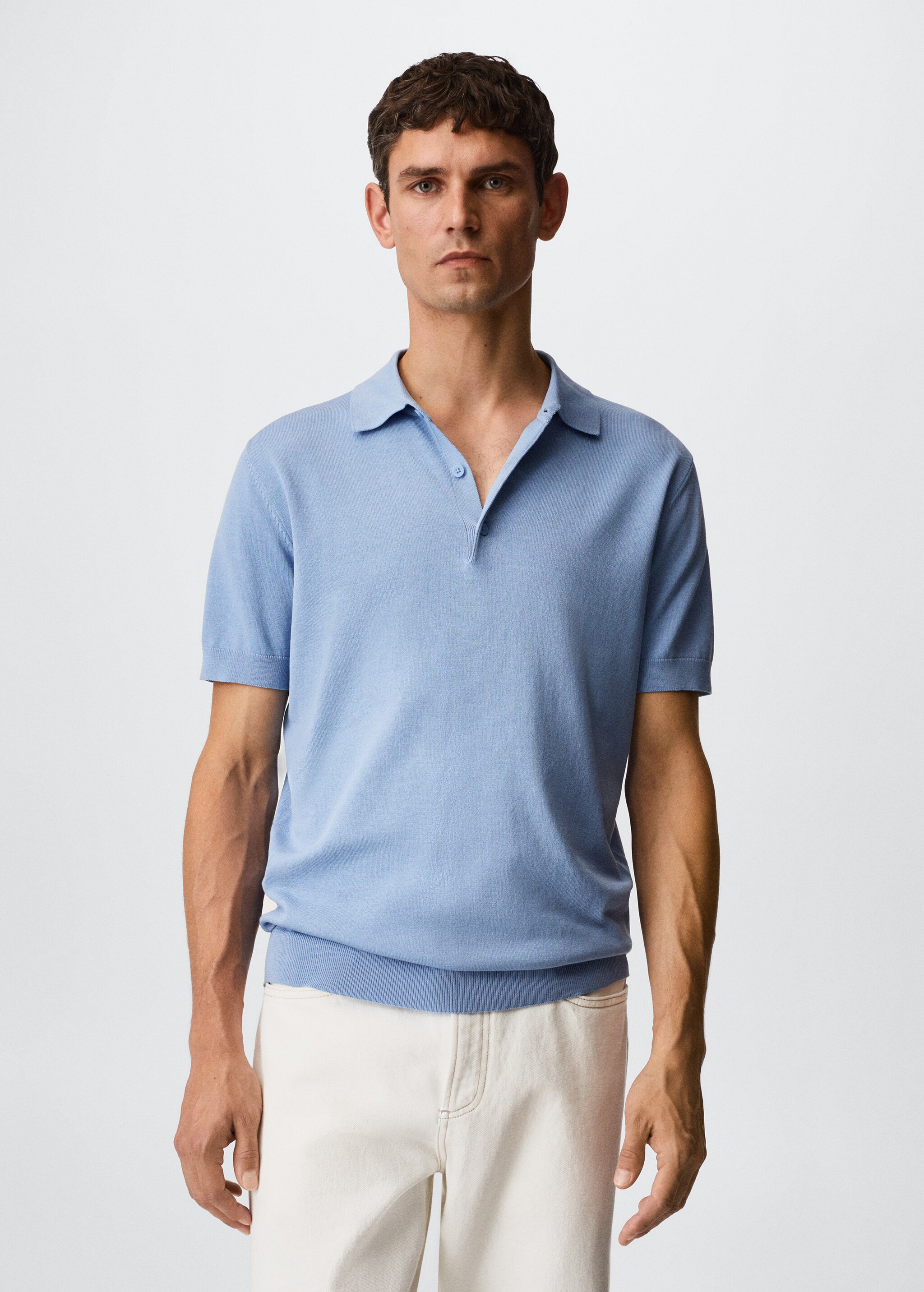 Knit cotton polo shirt - Medium plane