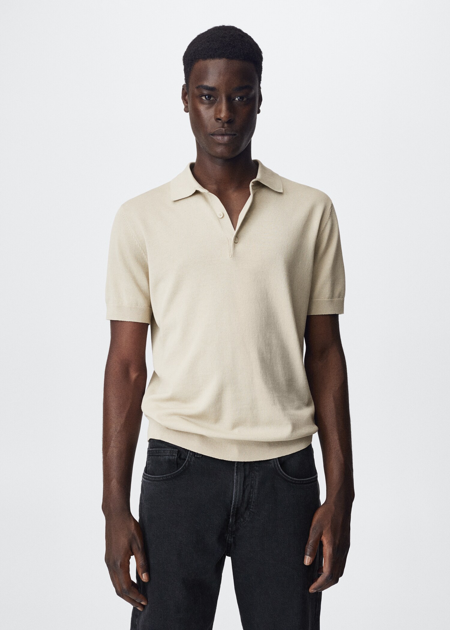 Knit cotton polo shirt - Medium plane