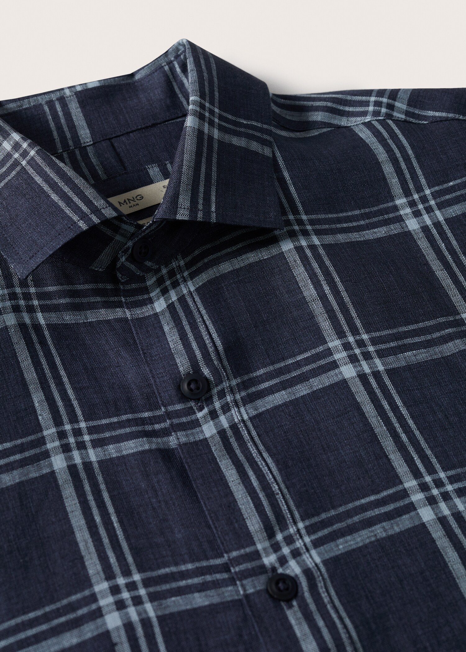 Lněná košile relax fit s kostkou - Detail zboží 8