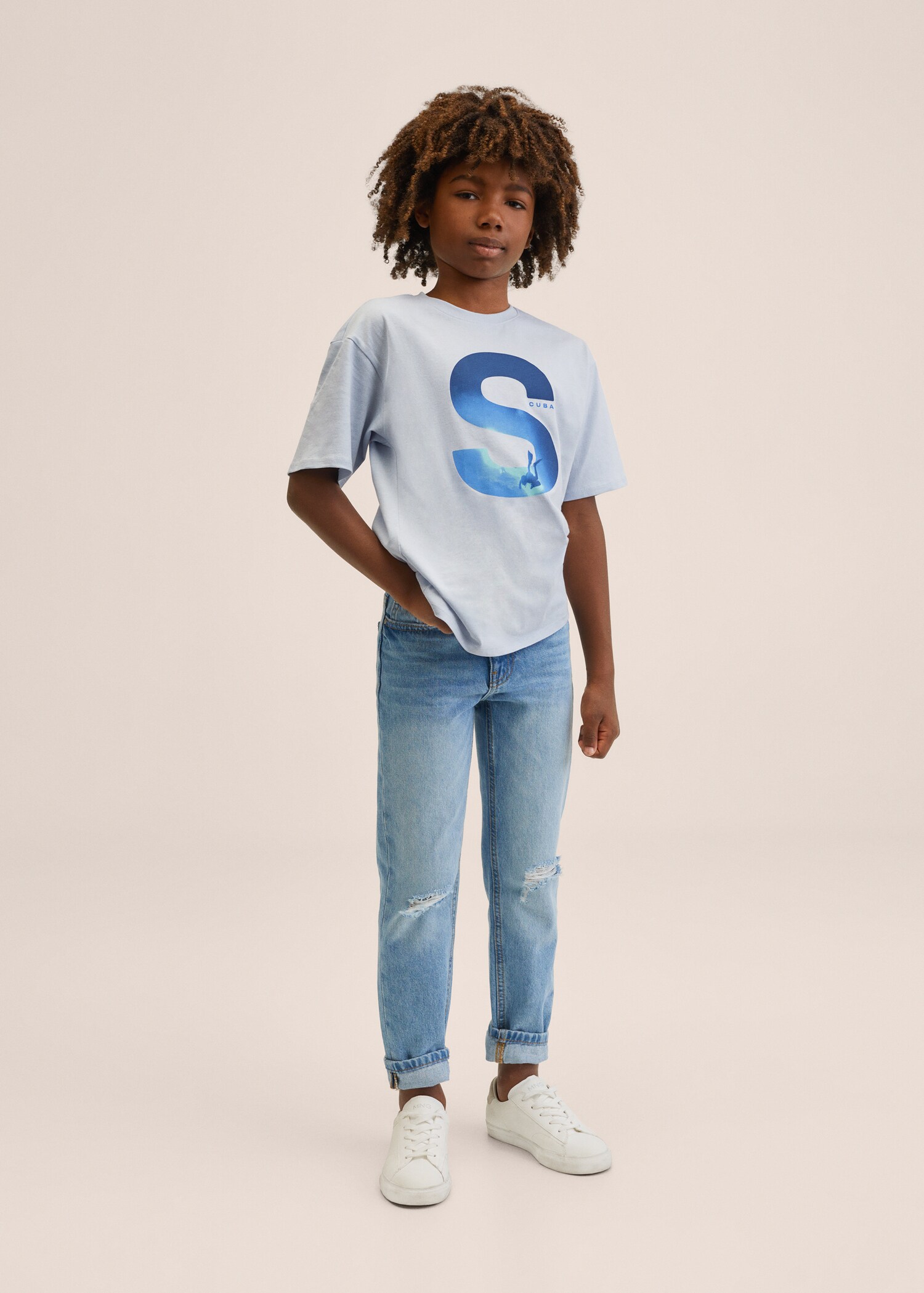 Camiseta algodón estampada - Plano medio