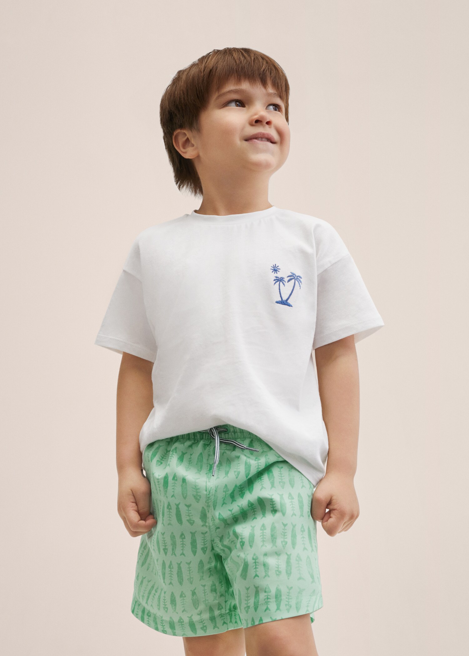 Fish-print swimming trunks - Details of the article 2