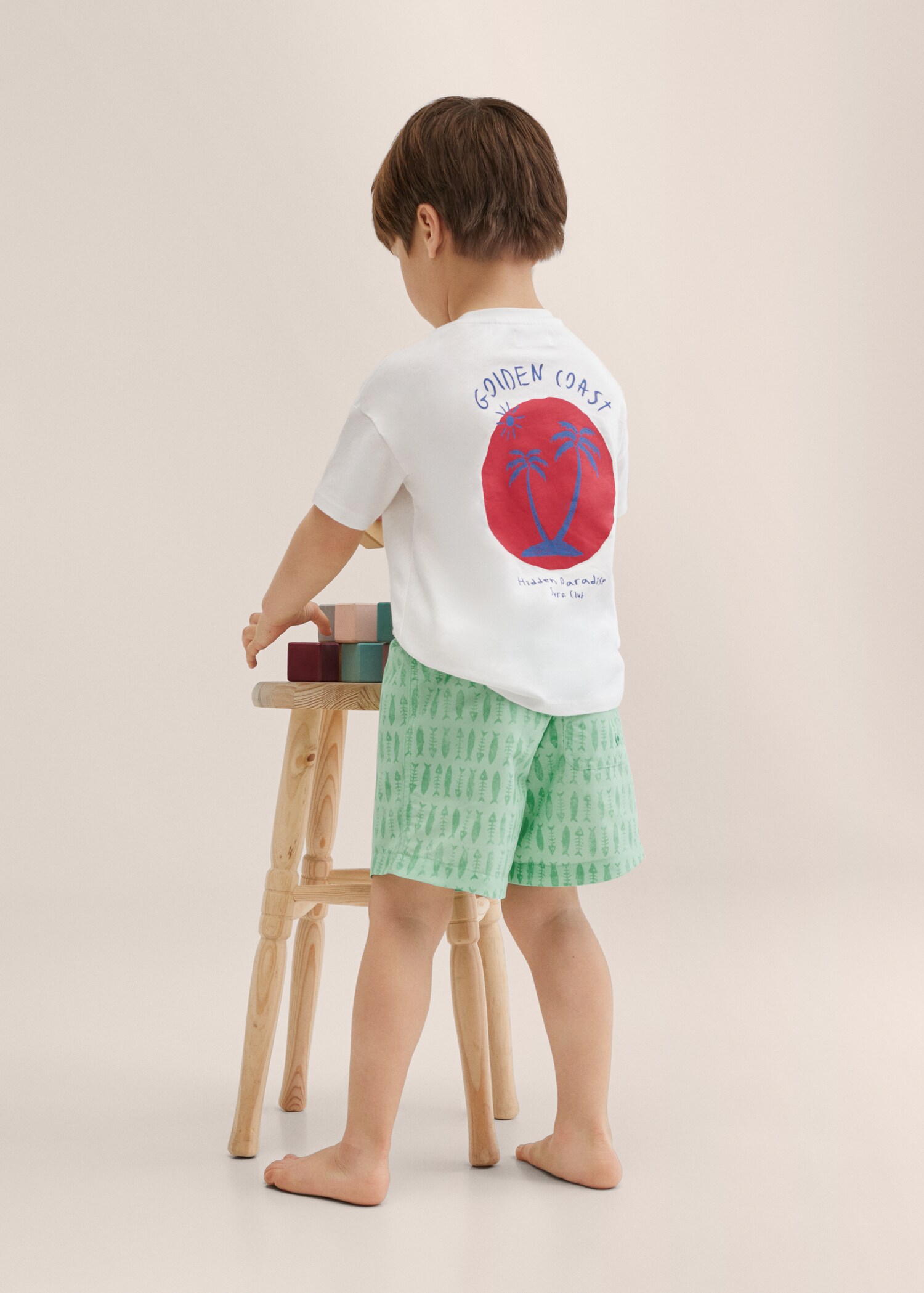 Fish-print swimming trunks - Details of the article 3